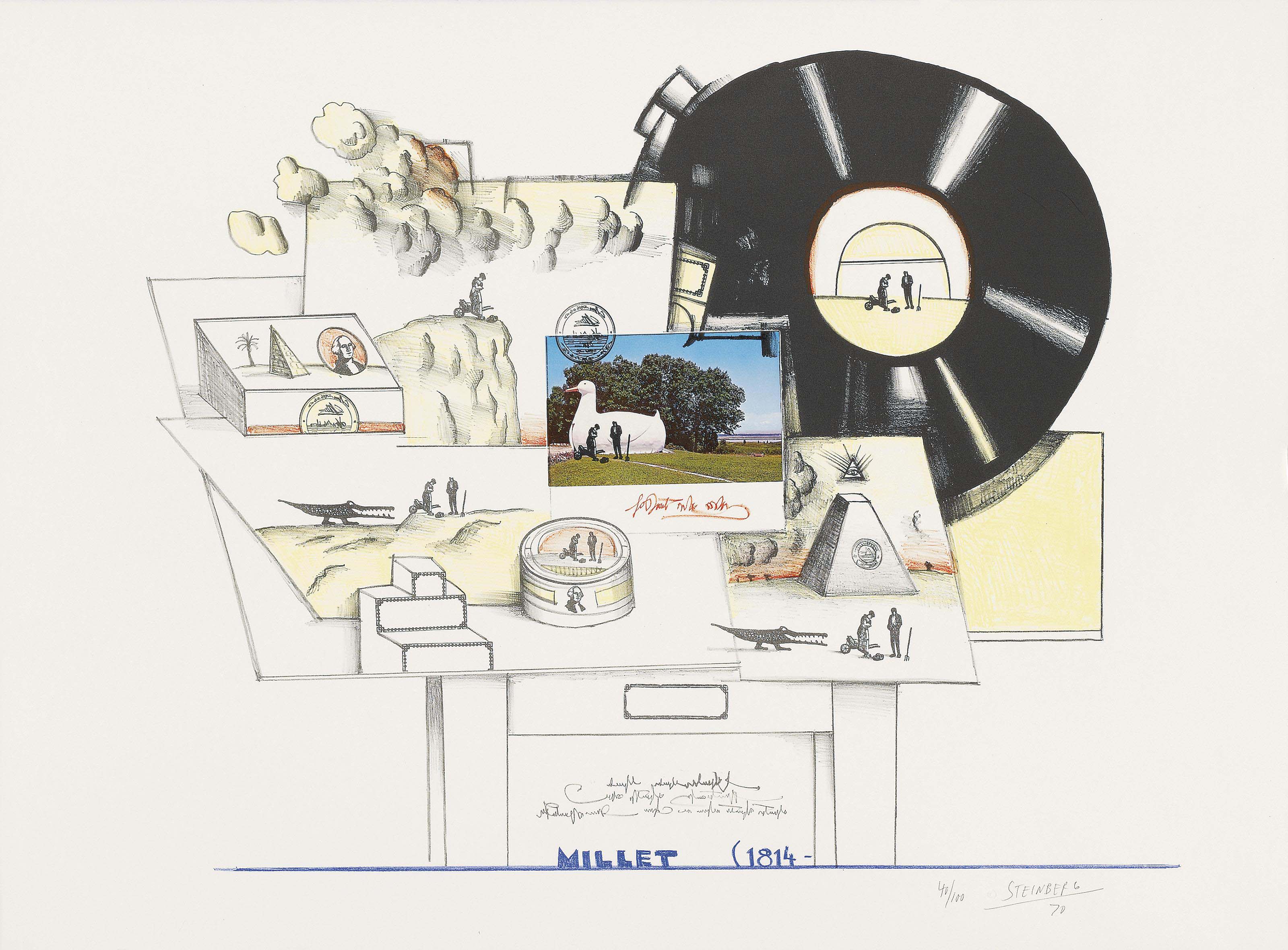 Saul Steinberg — Милле, из шести чертежных столов