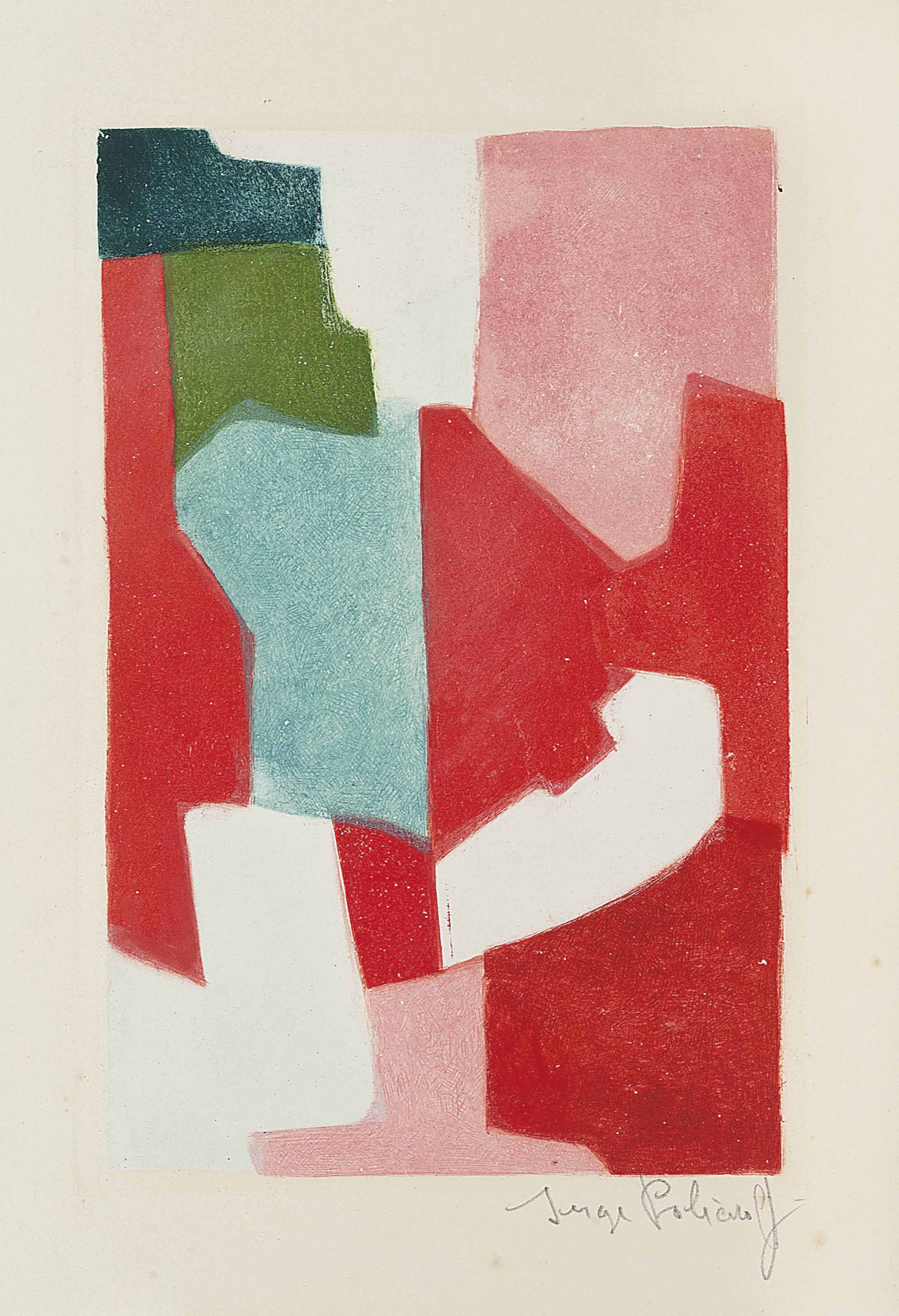 Serge Poliakoff — Композиция в красных и зеленых тонах, от: Parménide