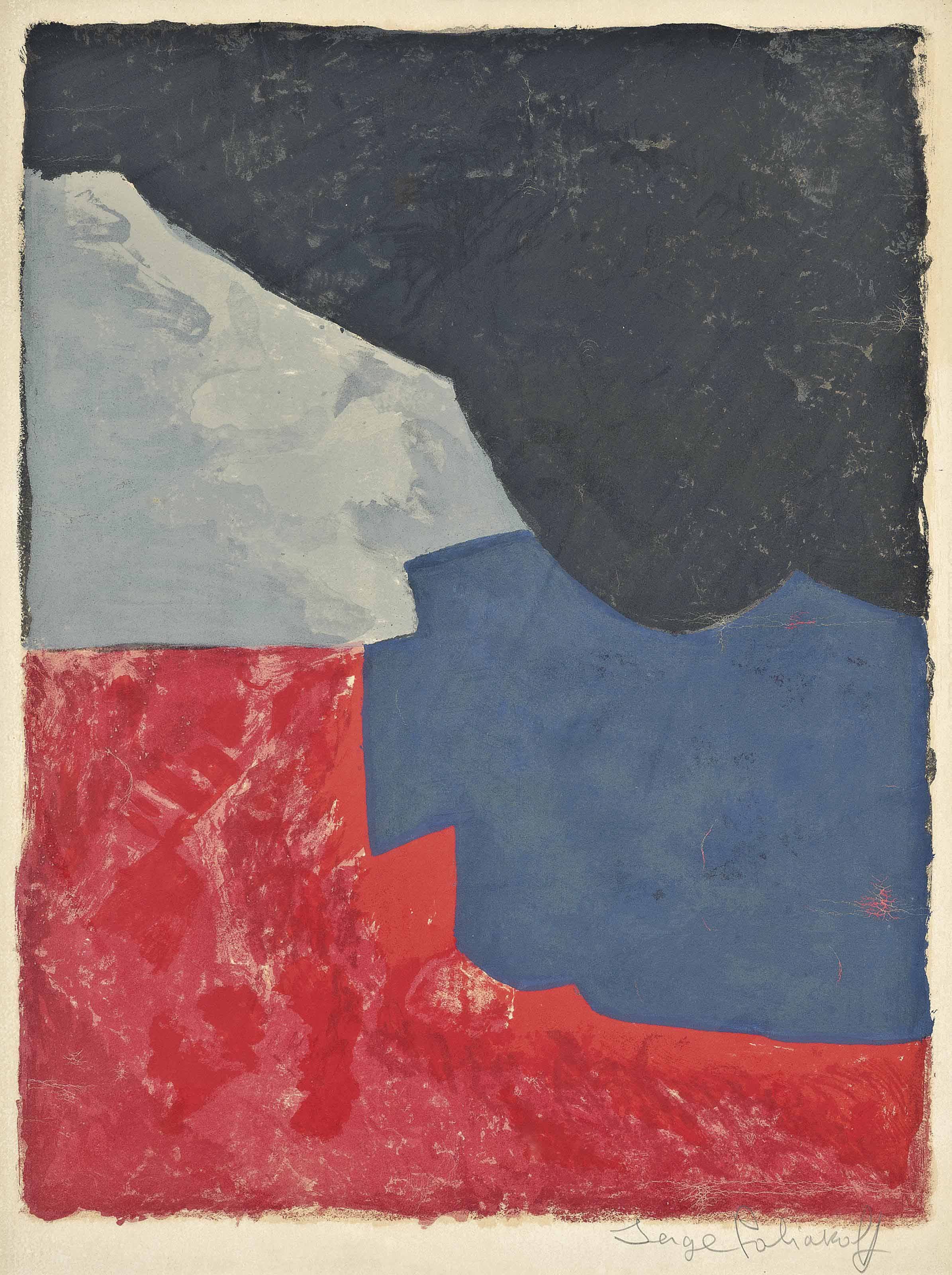 Serge Poliakoff — Композиция в красном, сером и черном цветах (Poliakoff/Schneider 29)