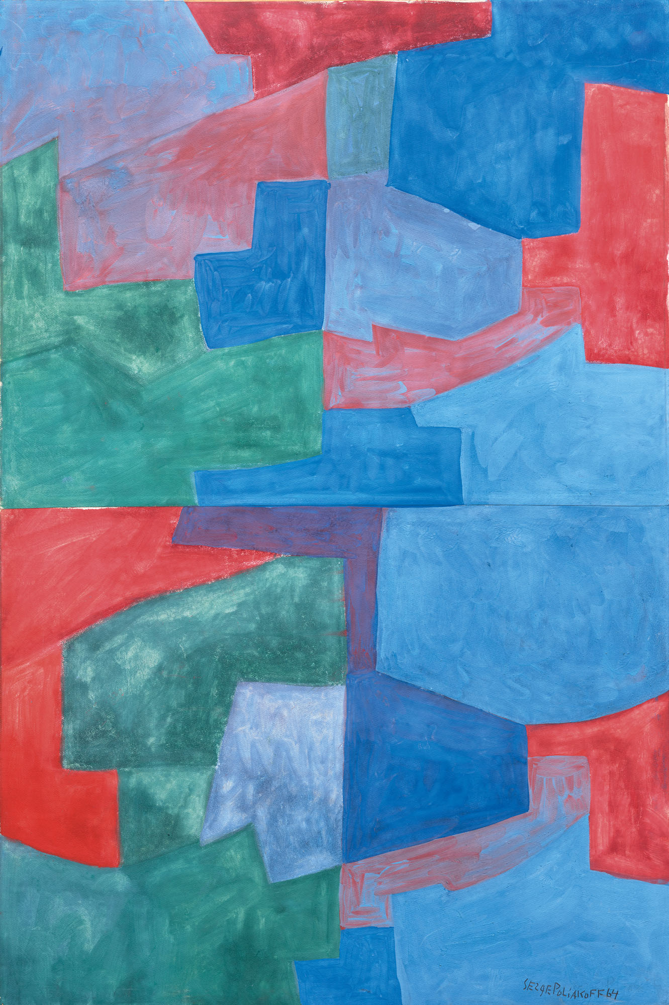 Serge Poliakoff — Композиция diptyque bleu vert rouge лиловый
