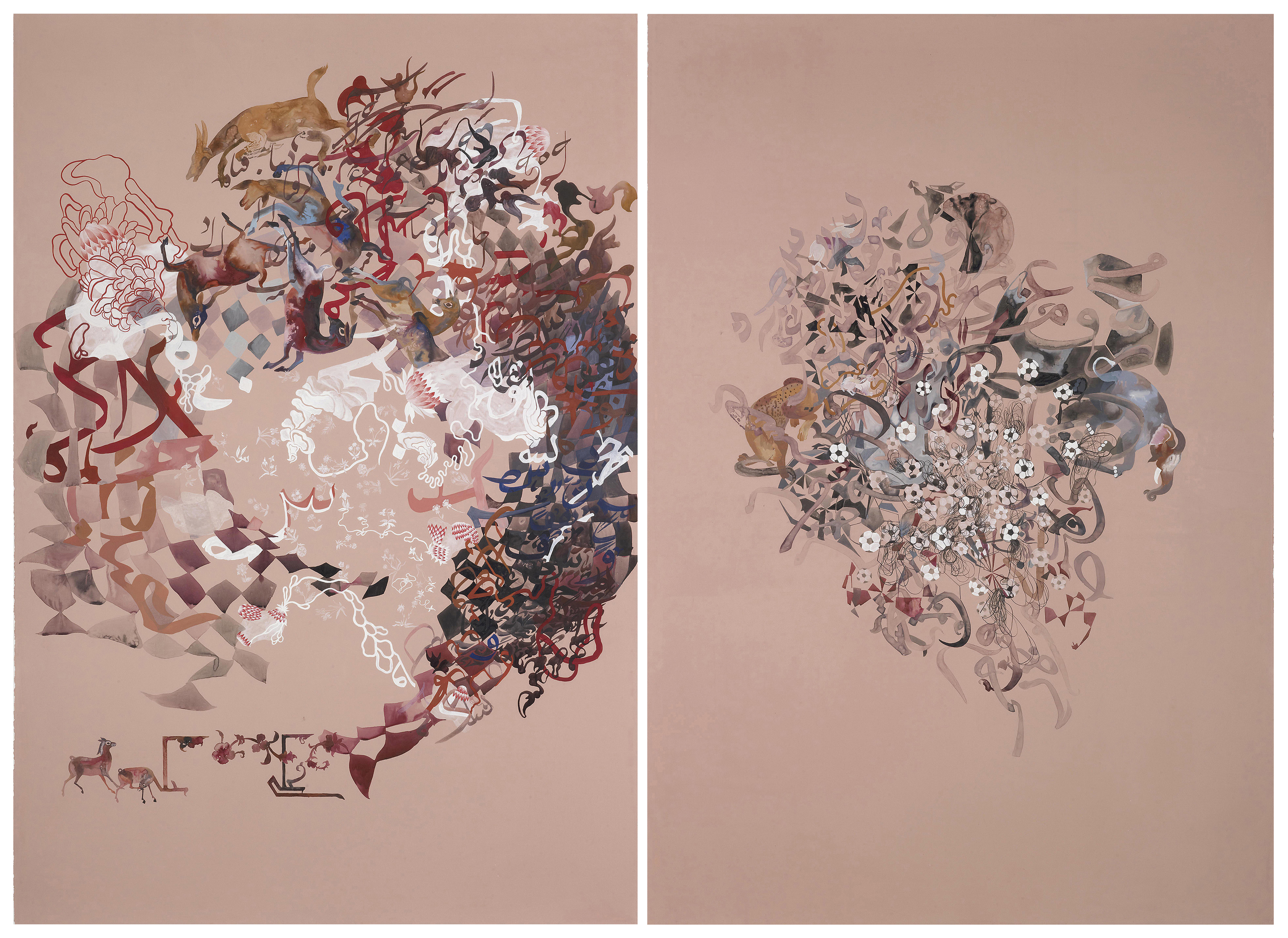 Shahzia Sikander — (i) Феноменология трансформации - Множественные миры (ii) Феноменология трансформации - Цветочные поля