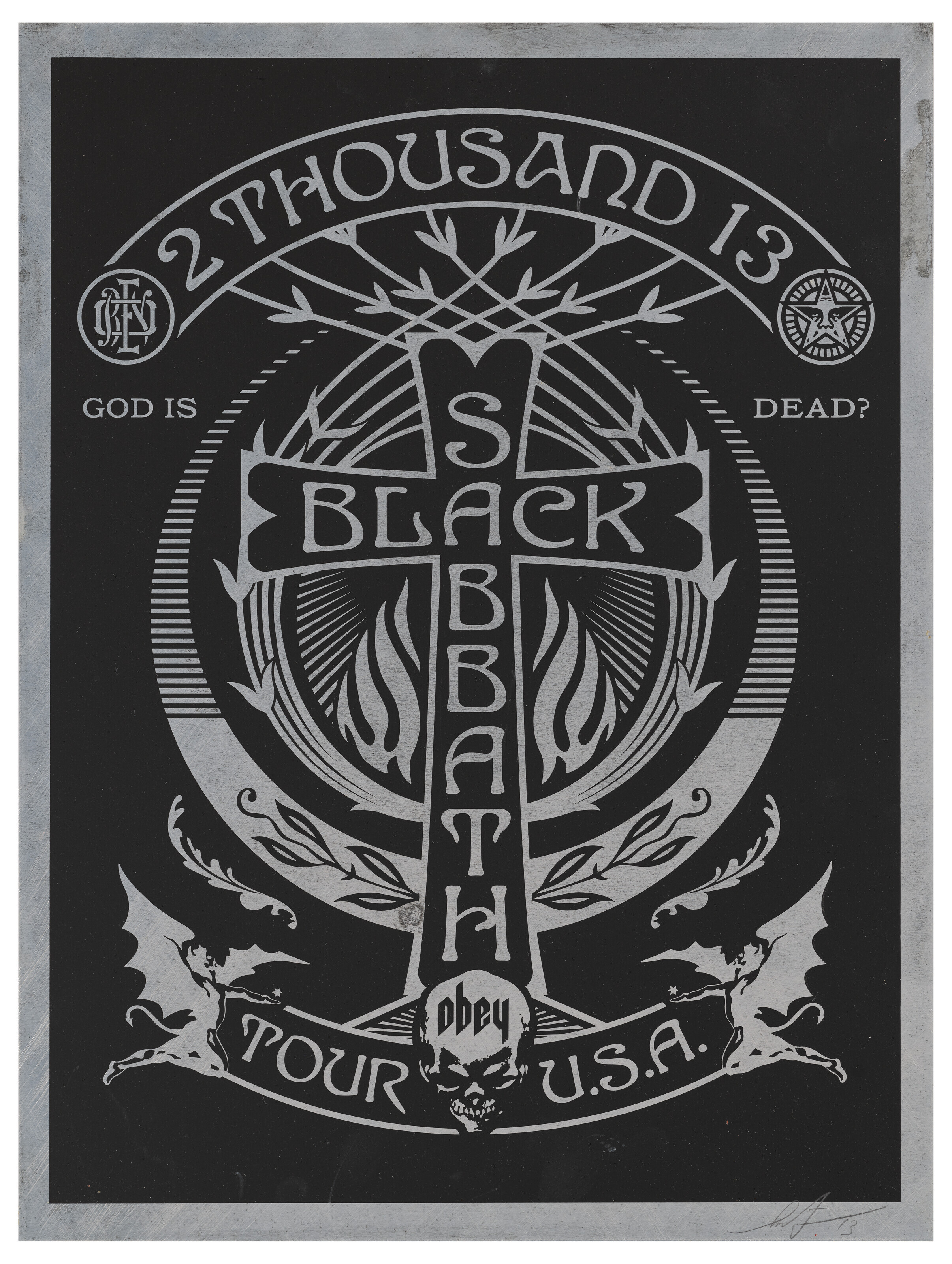 Shepard Fairey — Серебряный крест Black Sabbath, 2013