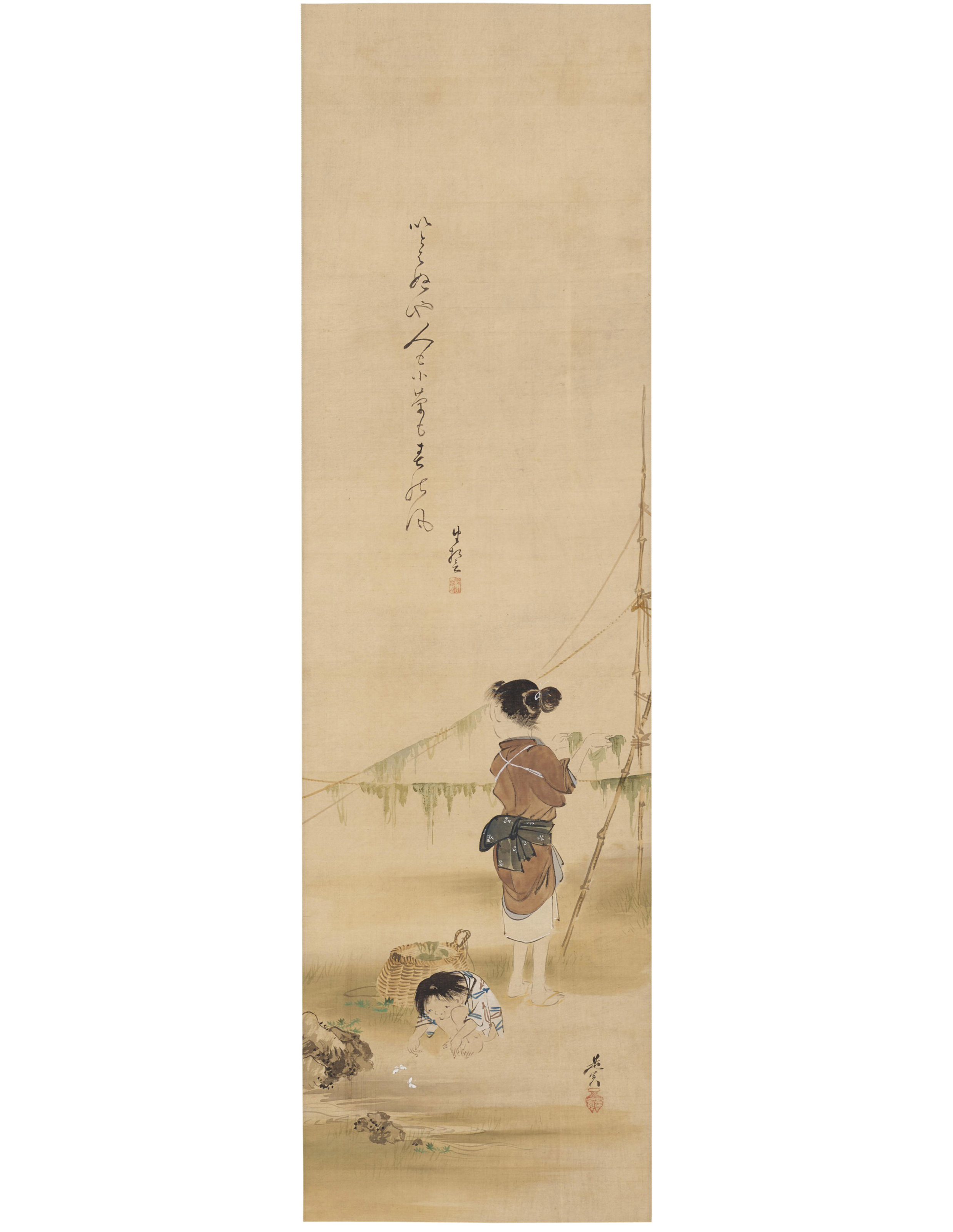 Shibata Zeshin — Сушка морских водорослей