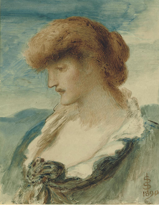 Simeon Solomon — Голова женщины с рыжими волосами, повернутая в профиль слева