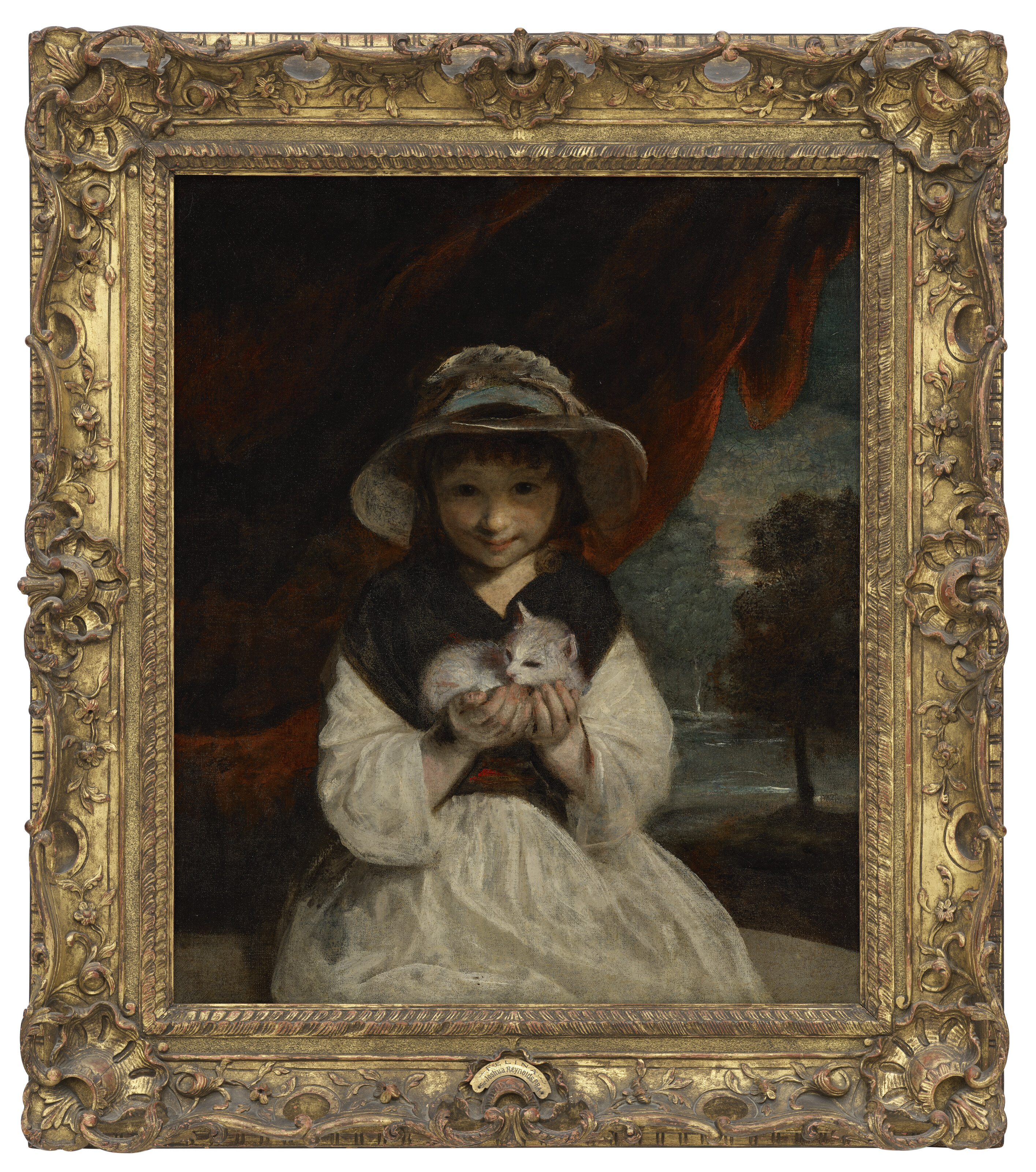 Sir Joshua Reynolds — Молодая девушка держит на руках свою кошку, а вдалеке виден пейзаж, изображение 2