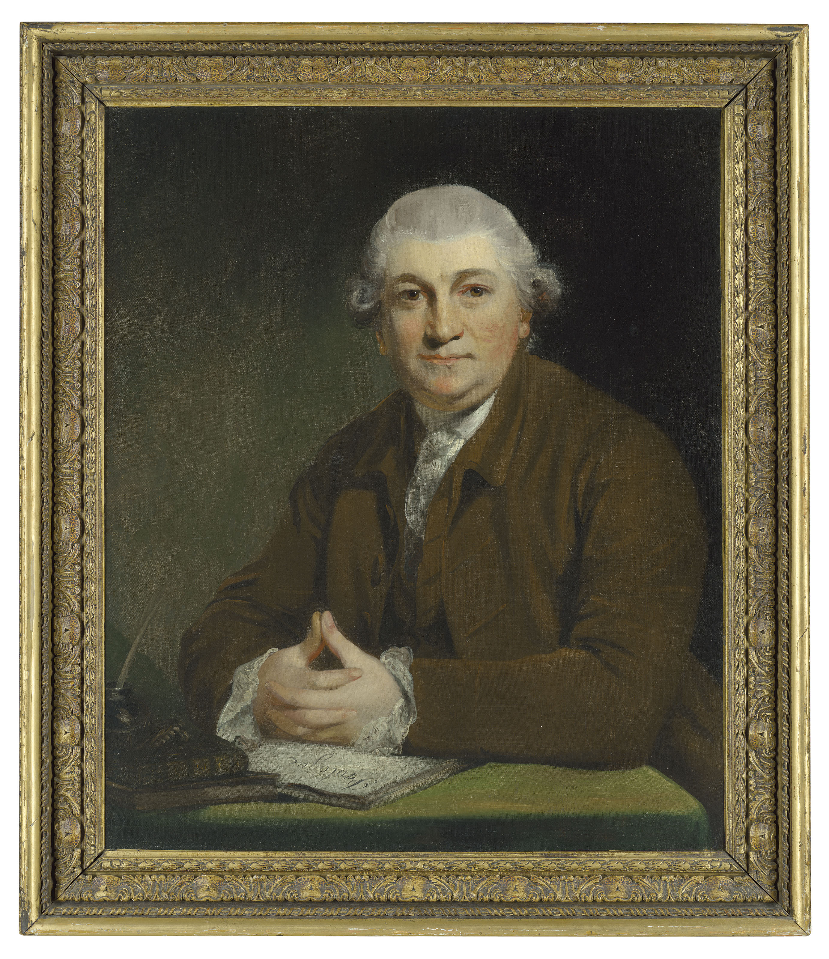 Sir Joshua Reynolds — Портрет Дэвида Гаррика, сидящего в полный рост, в коричневом пиджаке и жилете