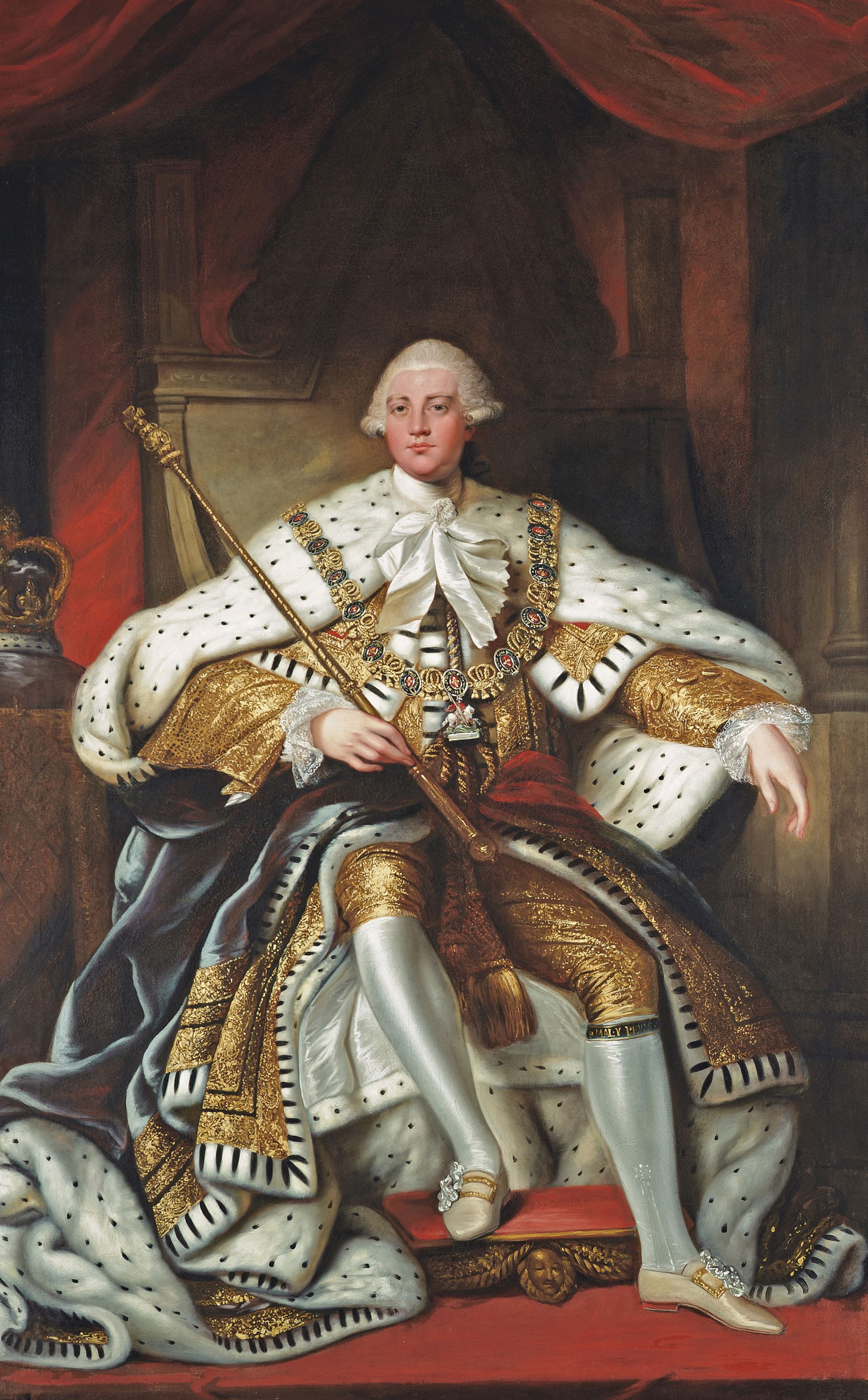 Sir Joshua Reynolds — Портрет короля Георга III (1738-1820), в полный рост, в парадных одеждах, в интерьере; и портрет королевы Шарлотты (1744-1818), в полный рост, в коронационных одеждах, в интерьере, изображение 2