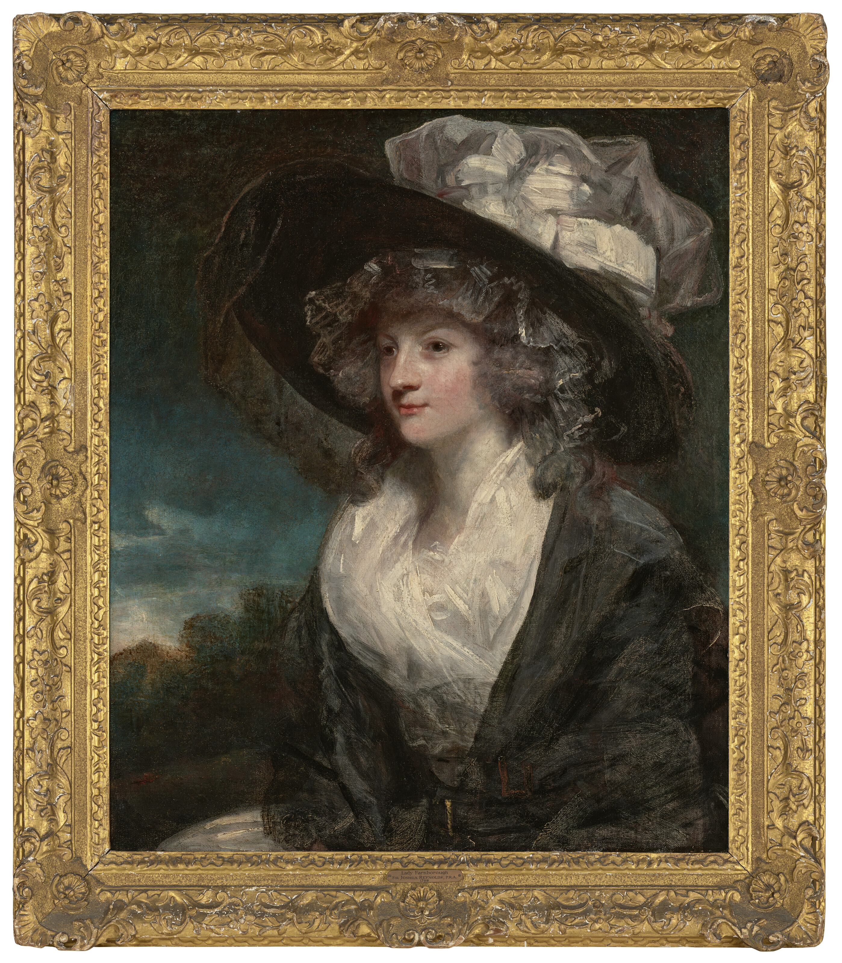 Sir Joshua Reynolds — Портрет Амелии Хьюм, впоследствии леди Фарнборо (1772-1837), в полный рост, в бело-черном платье и широкополой шляпе, изображение 2