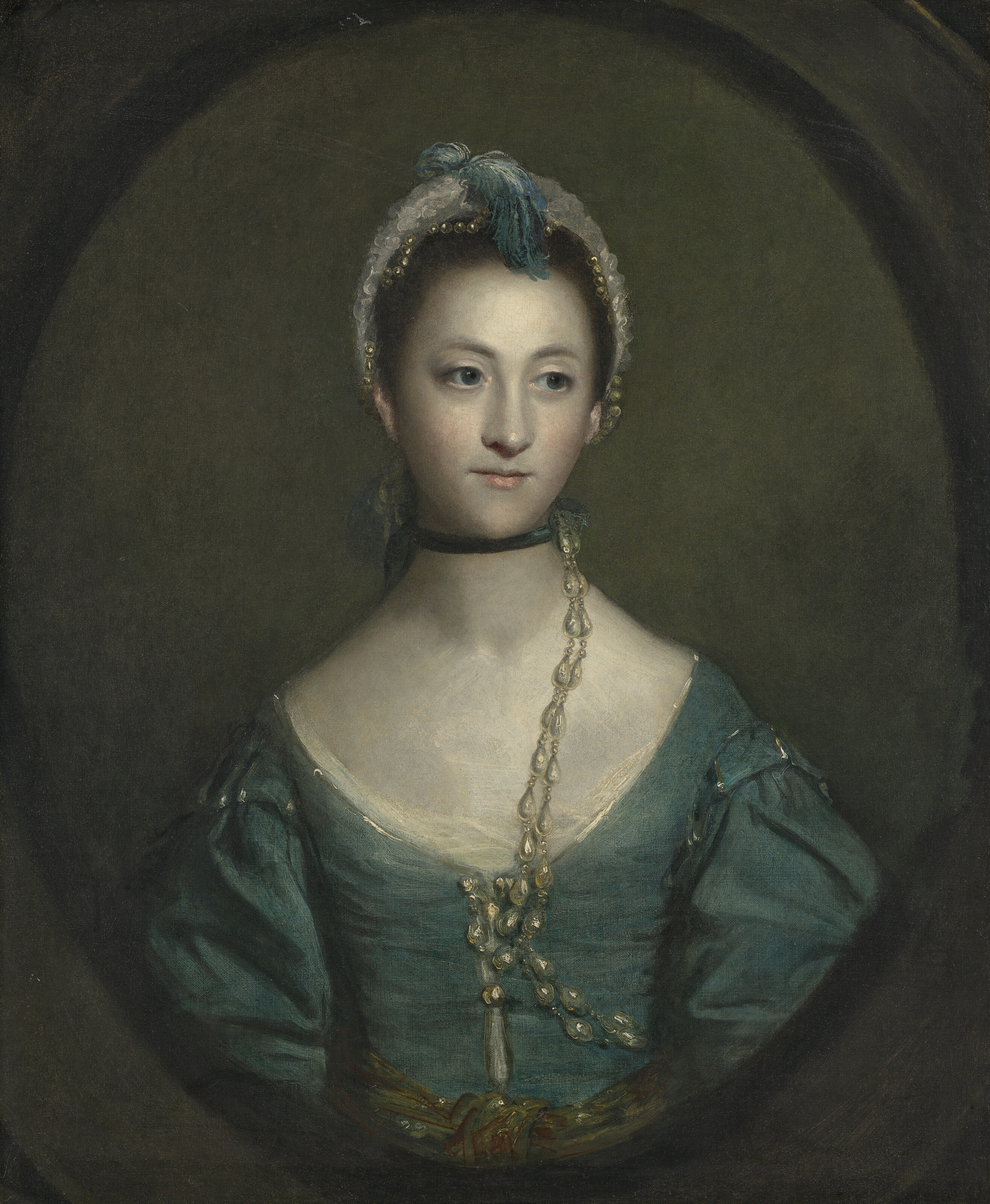 Sir Joshua Reynolds — Портрет леди Луизы Августы Гревилл (1743-1779), в полный рост, в искусственном овале, изображение 2