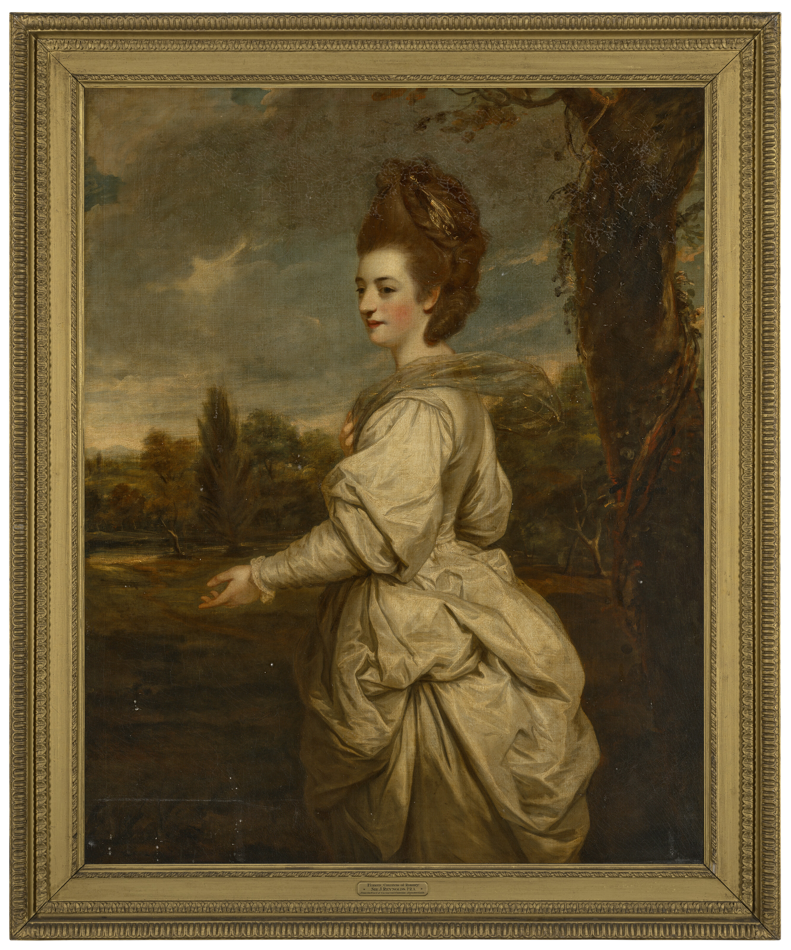 Sir Joshua Reynolds — Портрет Фрэнсис Маршам, графини Ромни, урожденной Уиндем (1755-1795), в три четверти роста, в белом платье, изображение 2
