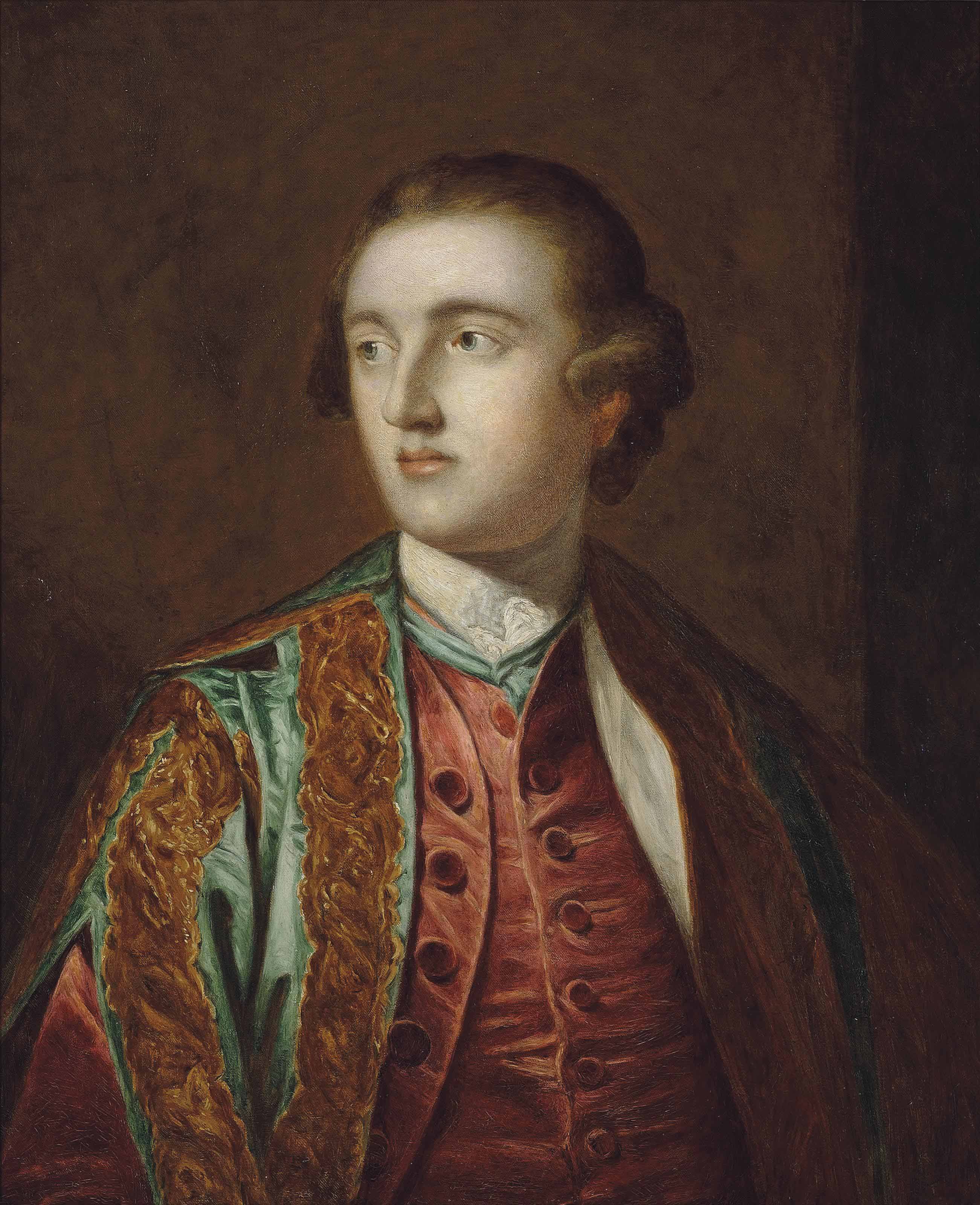 Sir Joshua Reynolds — Портрет Генриха, 5-го герцога Бофора, короля Англии (1744-1803), во весь рост, в зеленом расшитом камзоле