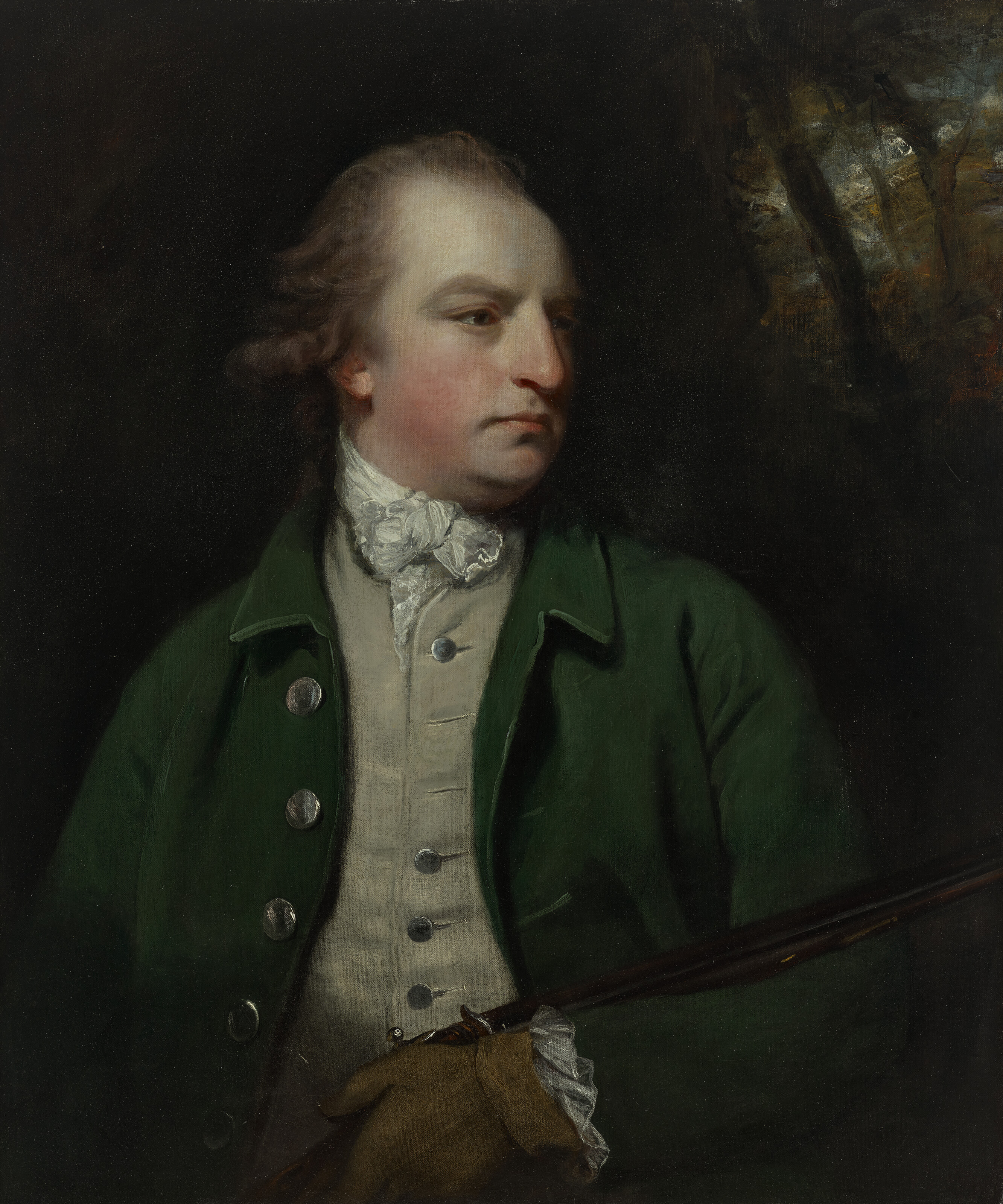 Sir Joshua Reynolds — Портрет Обри Боклерка, 5-го герцога Сент-Олбанса (1740-1802), в полный рост, в зеленом камзоле и с кремневым ружьем в руках. Олбанс (1740-1802)