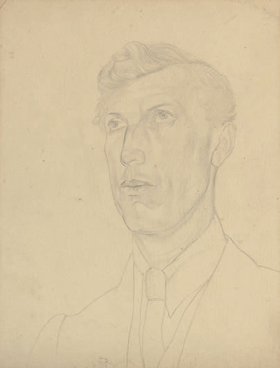 Sir Stanley Spencer — Мужчина с челкой ( прямая линия ) и фигурными этюдами ( оборотная сторона )