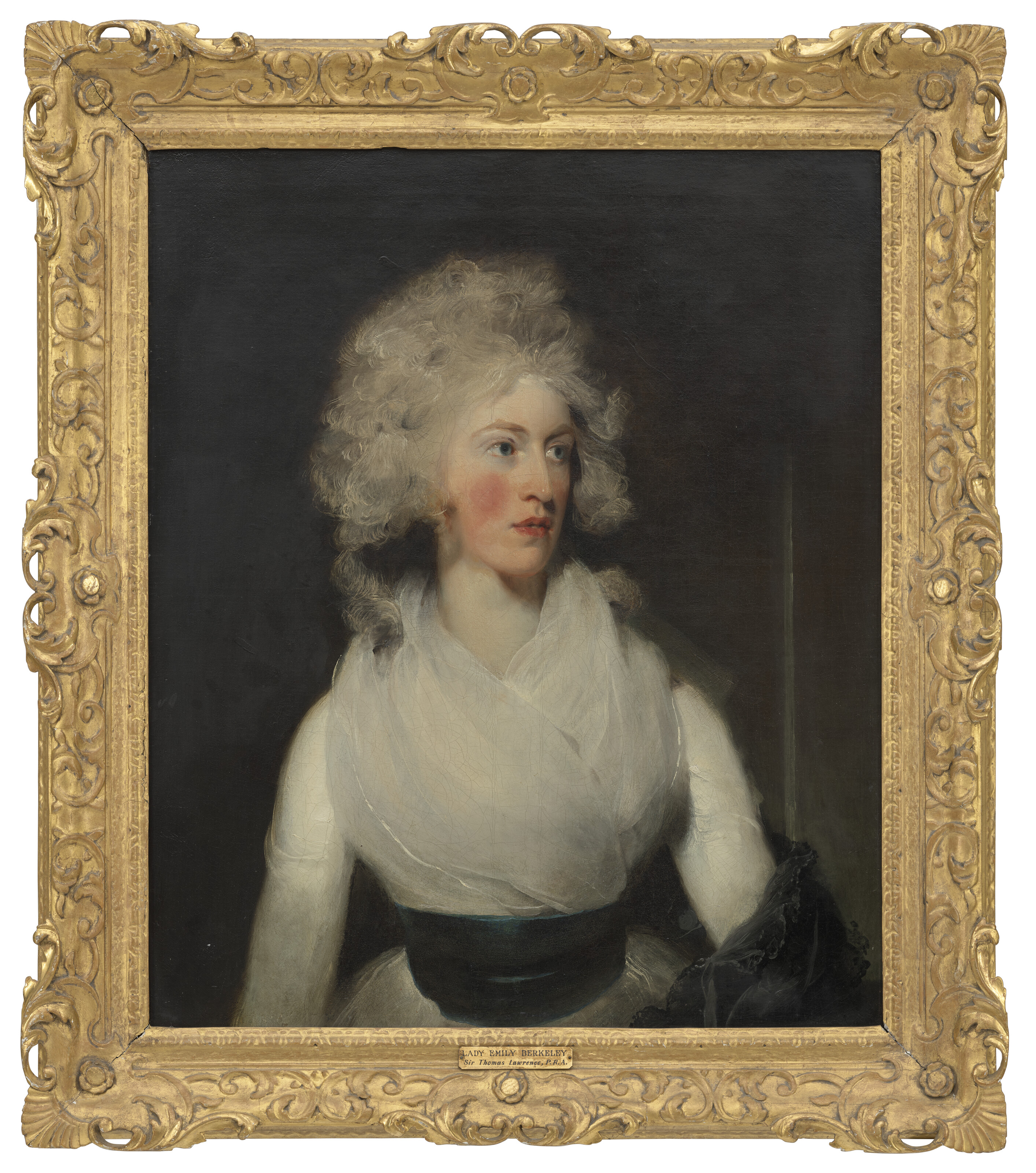 Sir Thomas Lawrence — Портрет Эмили, леди Беркли, урожденной Леннокс (1763-1832), в полный рост, в белом платье с голубым поясом и серой шалью, изображение 2