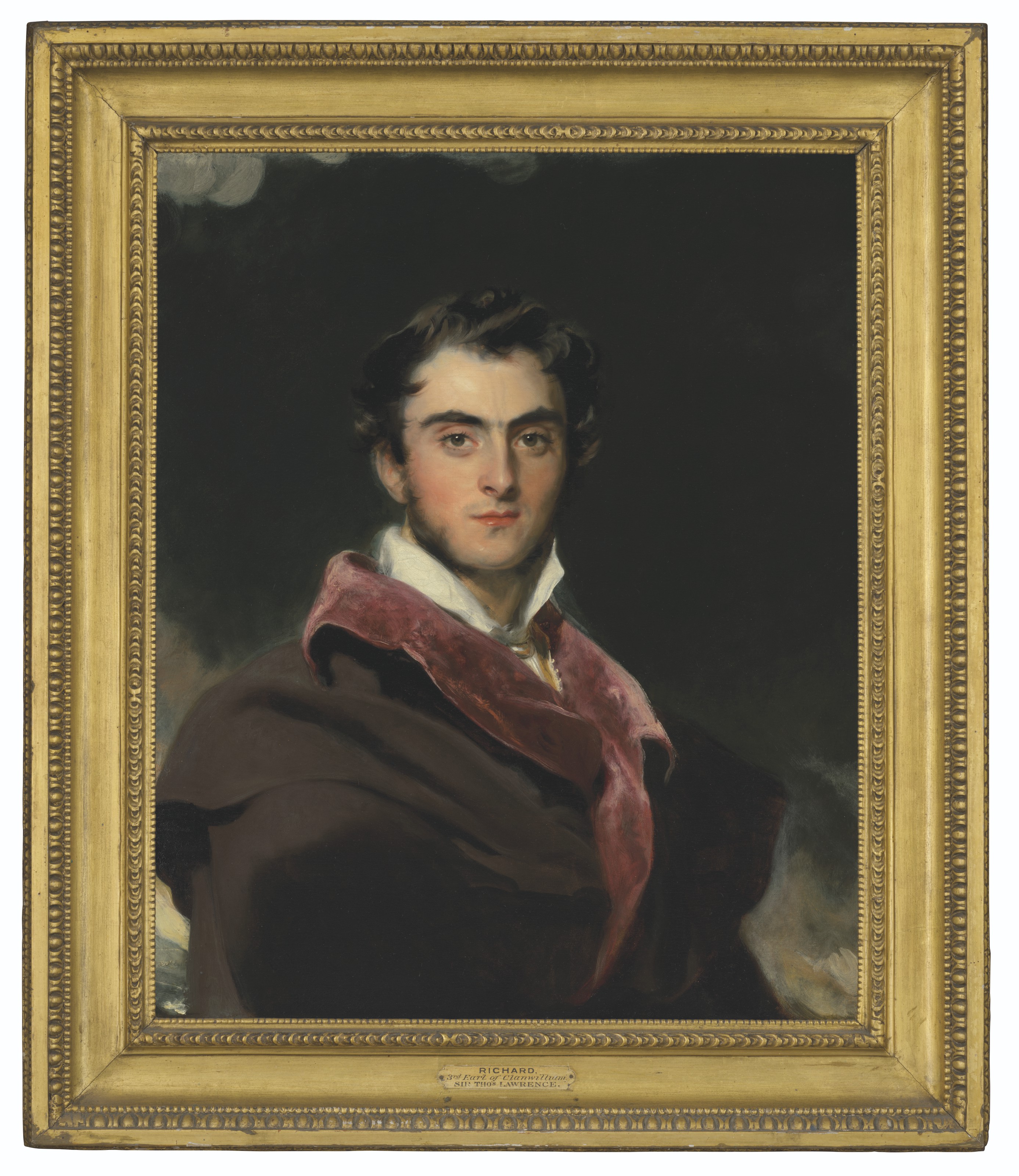 Sir Thomas Lawrence — Портрет Ричарда Мида, 3-го графа Клануильяма (1795-1879), в полный рост, в черном плаще с красным воротником, изображение 2