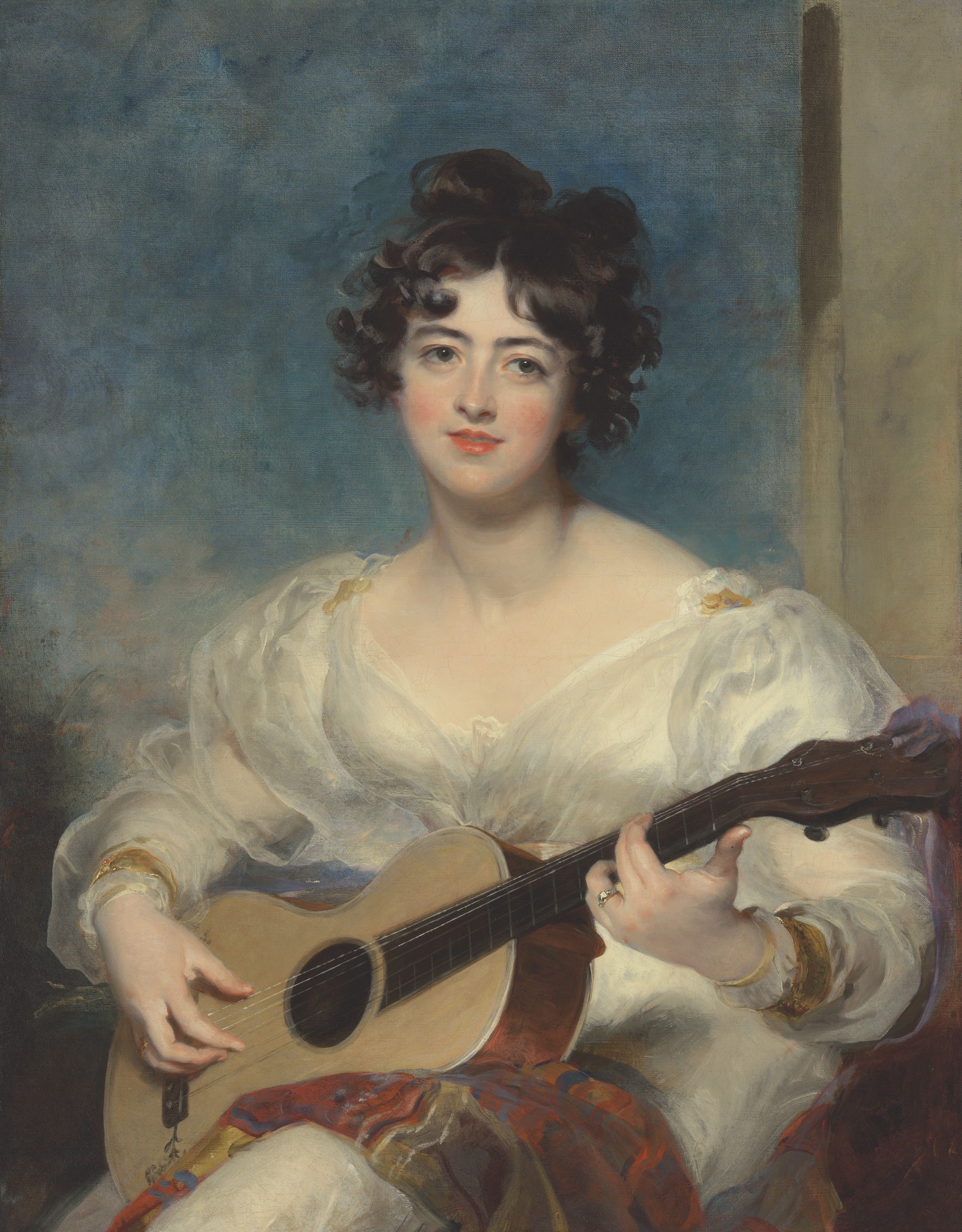 Sir Thomas Lawrence — Портрет Элизабет Блейк, леди Уоллскорт (1805-1877), в три четверти, играющей на гитаре, изображение 1