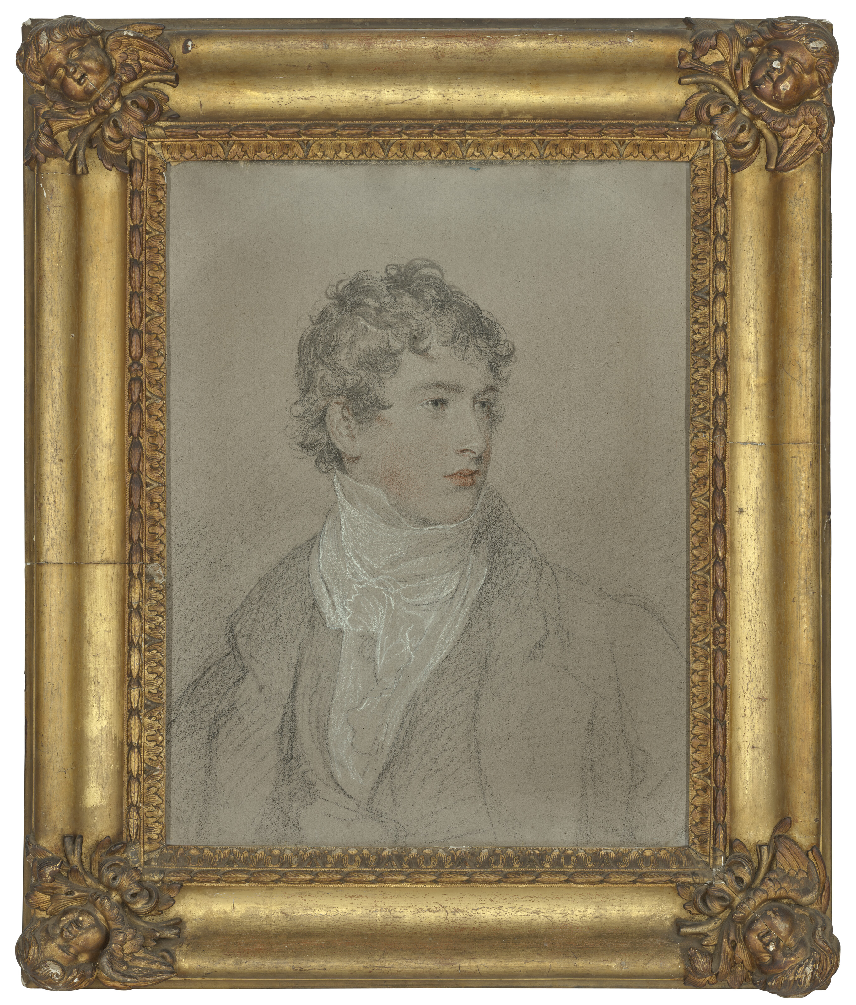 Sir Thomas Lawrence — Портрет Фредерика Локка из Норбери-парка, графство Суррей, во весь рост, в черном пальто с белой подкладкой, изображение 2