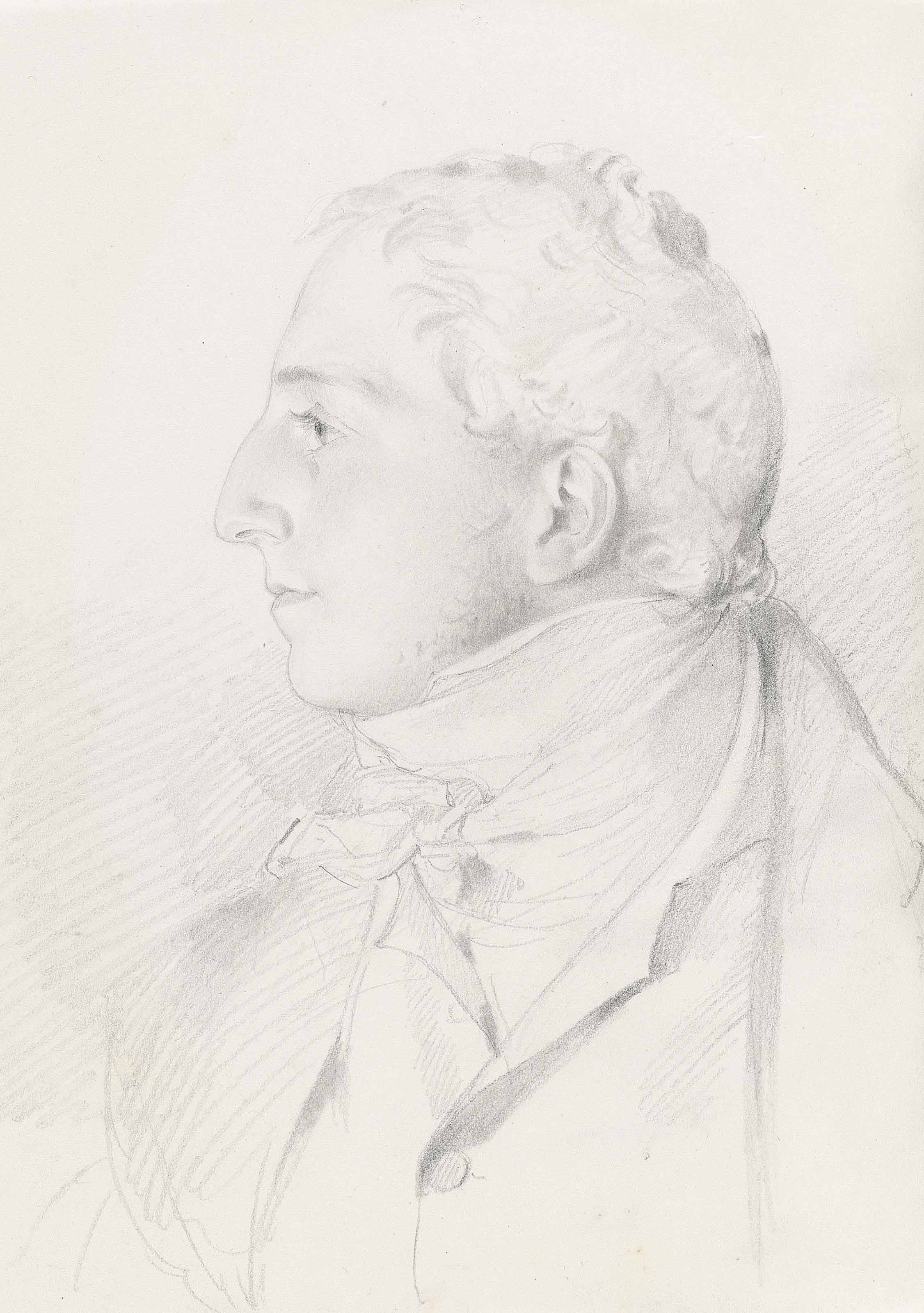 Sir Thomas Lawrence — Портрет Джона Ангерштайна, члена парламента, в полный рост, в профиль слева, в высокой шляпе и пиджаке