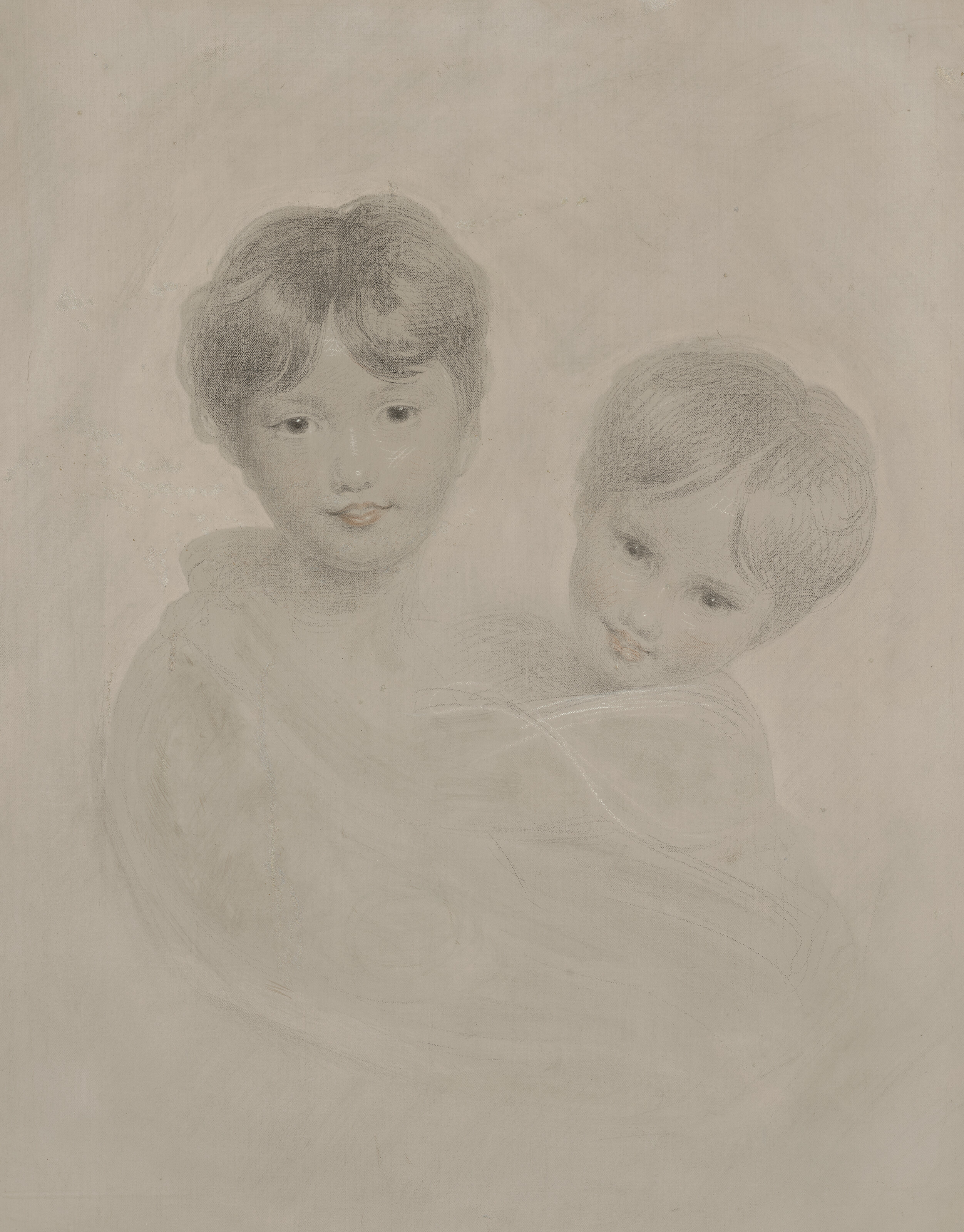 Sir Thomas Lawrence — Портретный набросок двух обнимающихся мальчиков, возможно, Джорджа, 3-го маркиза Тауншенда (1778-1855) и его младшего брата Чарльза (1785-1853)., изображение 2