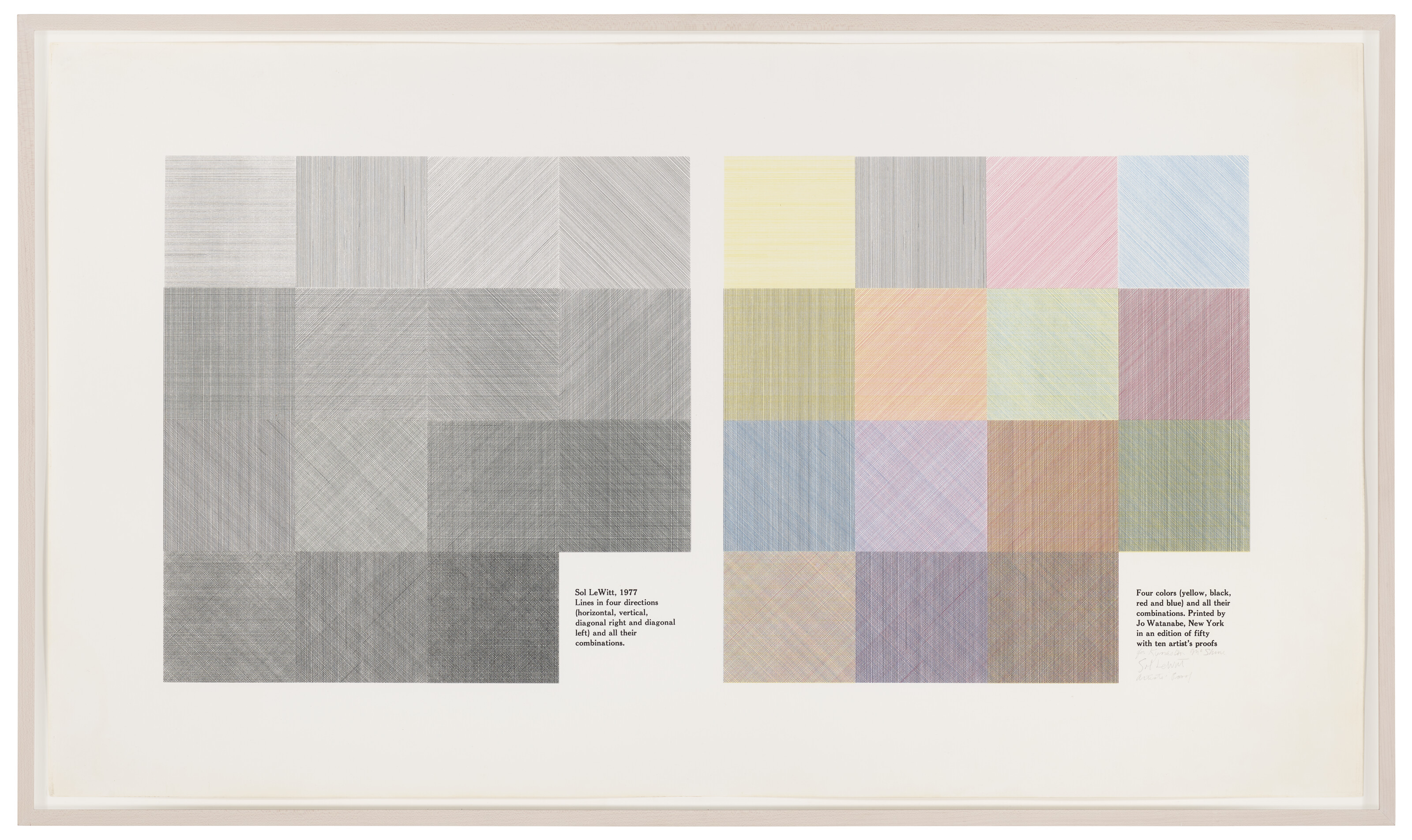 Sol LeWitt — Линии в четырех направлениях (горизонтальные, вертикальные, диагональные вправо и диагональные влево) и все их комбинации. Четыре цвета (Желтый, черный, Красный и синий) и все их комбинации, изображение 2