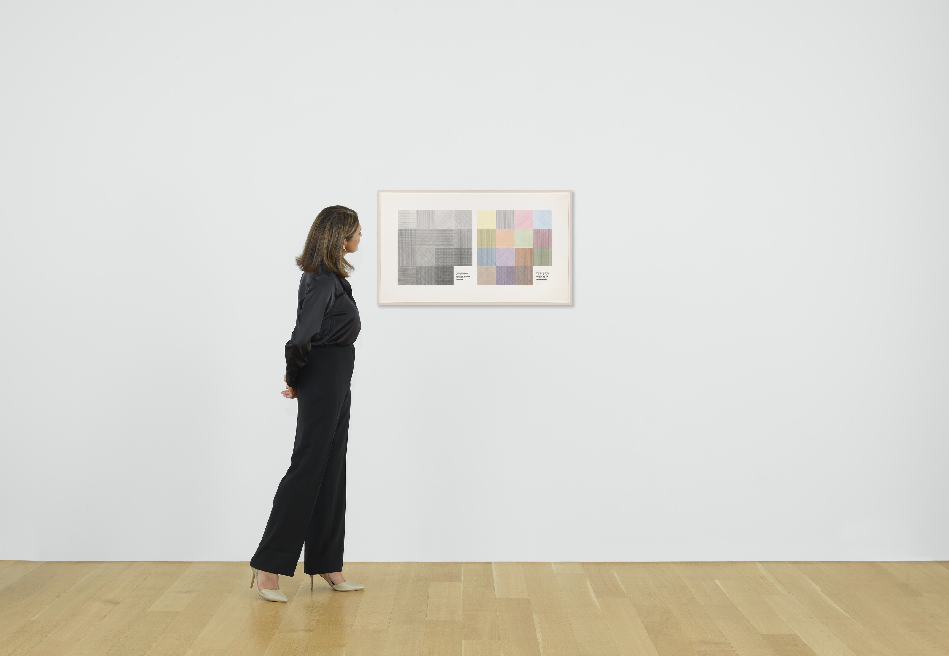 Sol LeWitt — Линии в четырех направлениях (горизонтальные, вертикальные, диагональные вправо и диагональные влево) и все их комбинации. Четыре цвета (Желтый, черный, Красный и синий) и все их комбинации, изображение 3