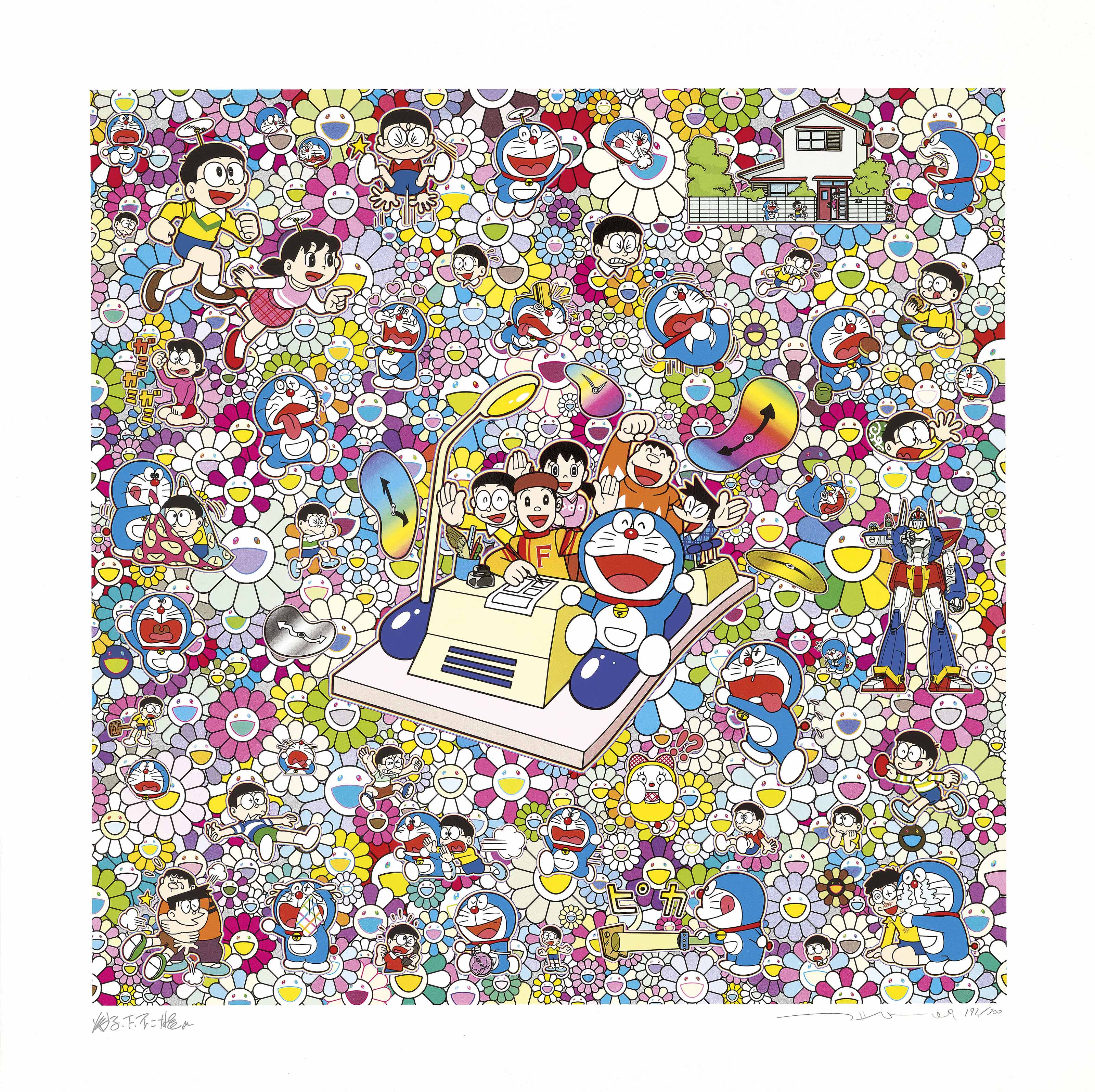 Takashi Murakami — Такаши Мураками, Дораэмон: Гип-Гип, ура!; Дораэмон: Поехали!; Дораэмон: Спасибо; В бесконечном путешествии на машине времени с автором Фудзико Ф. Фудзио: Набросок двери Anywhere Door и многое другое ждет вас за дверью Anywhere Door, изображение 4