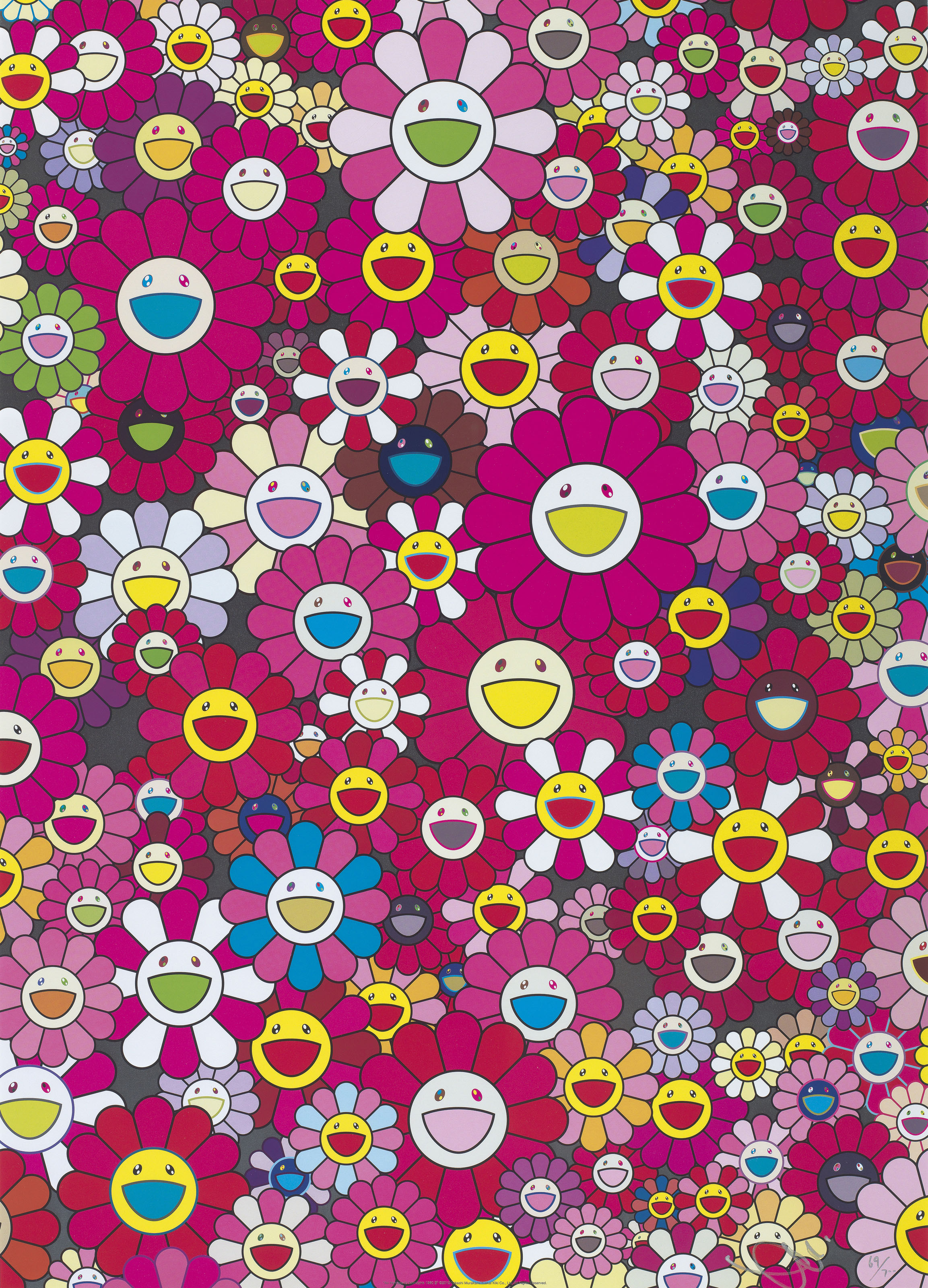 Takashi Murakami — Дань уважения Monopink 1960 B; Дань уважения Monogold 1960 B; Дань уважения IKB 1957 B; Дань уважения Yves Klein Multicolor B, изображение 3