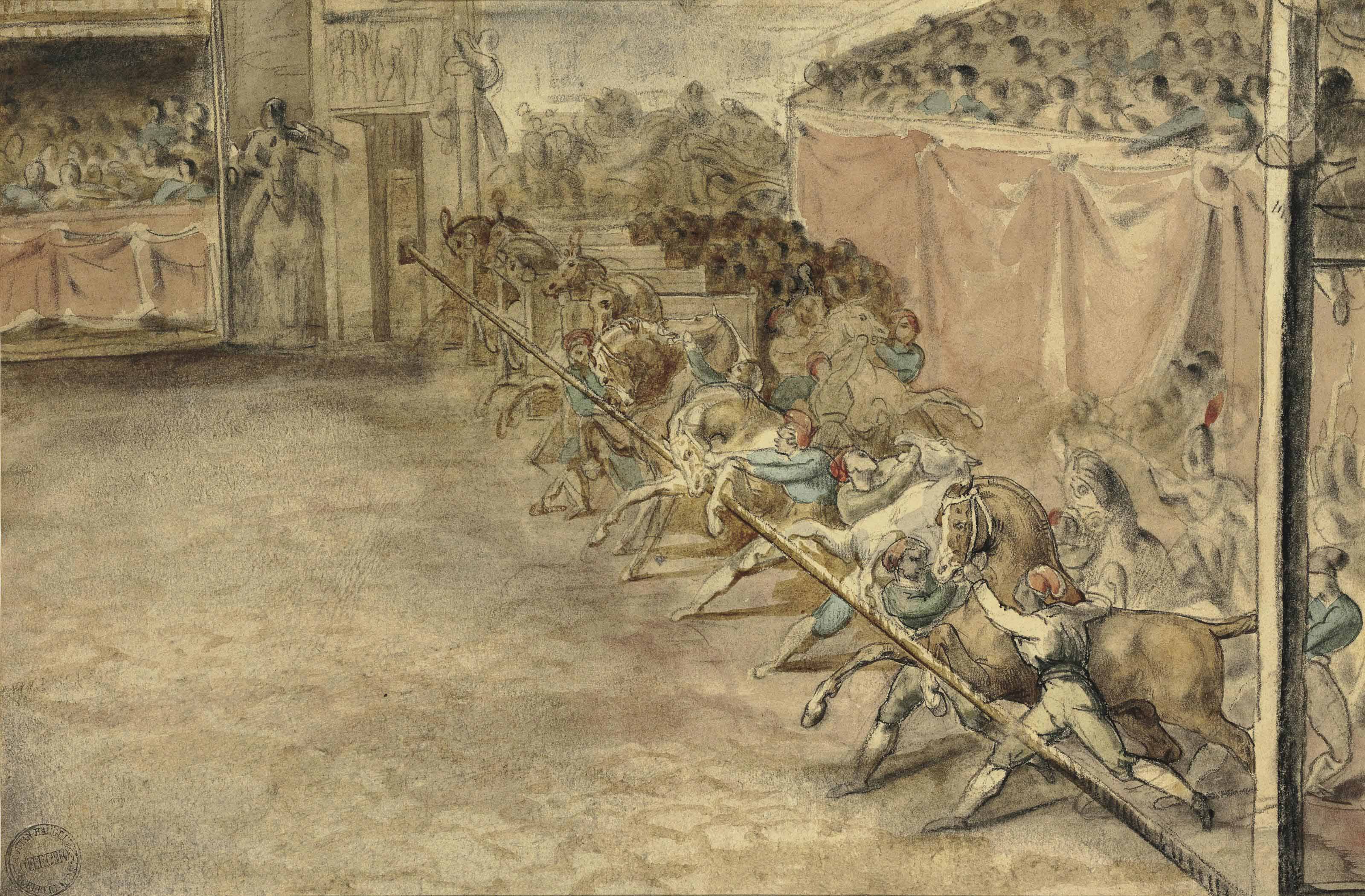 Théodore Géricault — Начало конных скачек Барбьери ("Ла Мосса")
