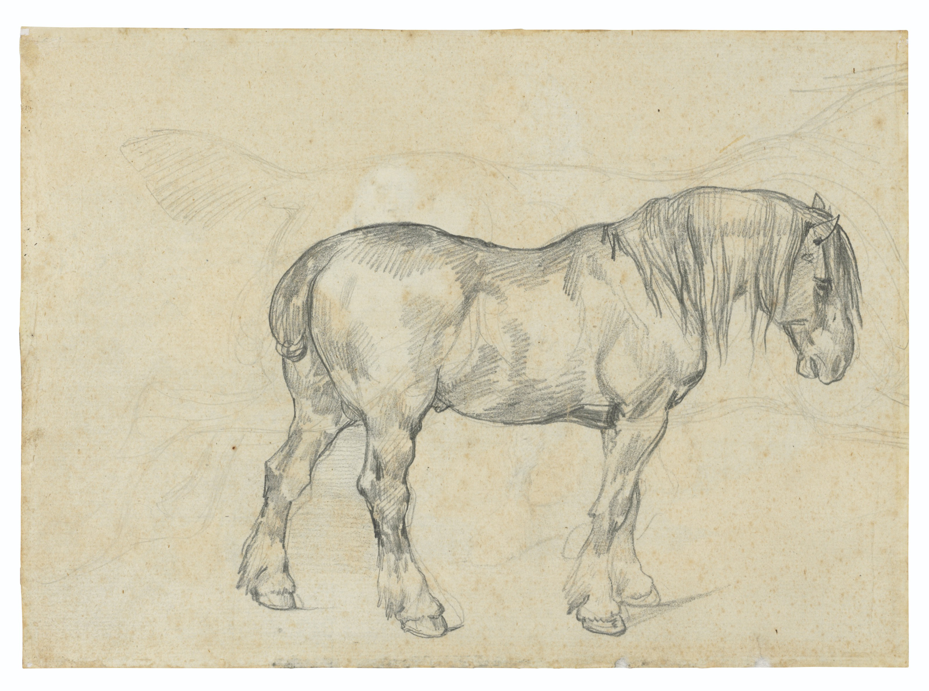 Théodore Géricault — Вагон с углем ( справа ); этюд лошади и второй этюд лошади ( сзади ), изображение 2