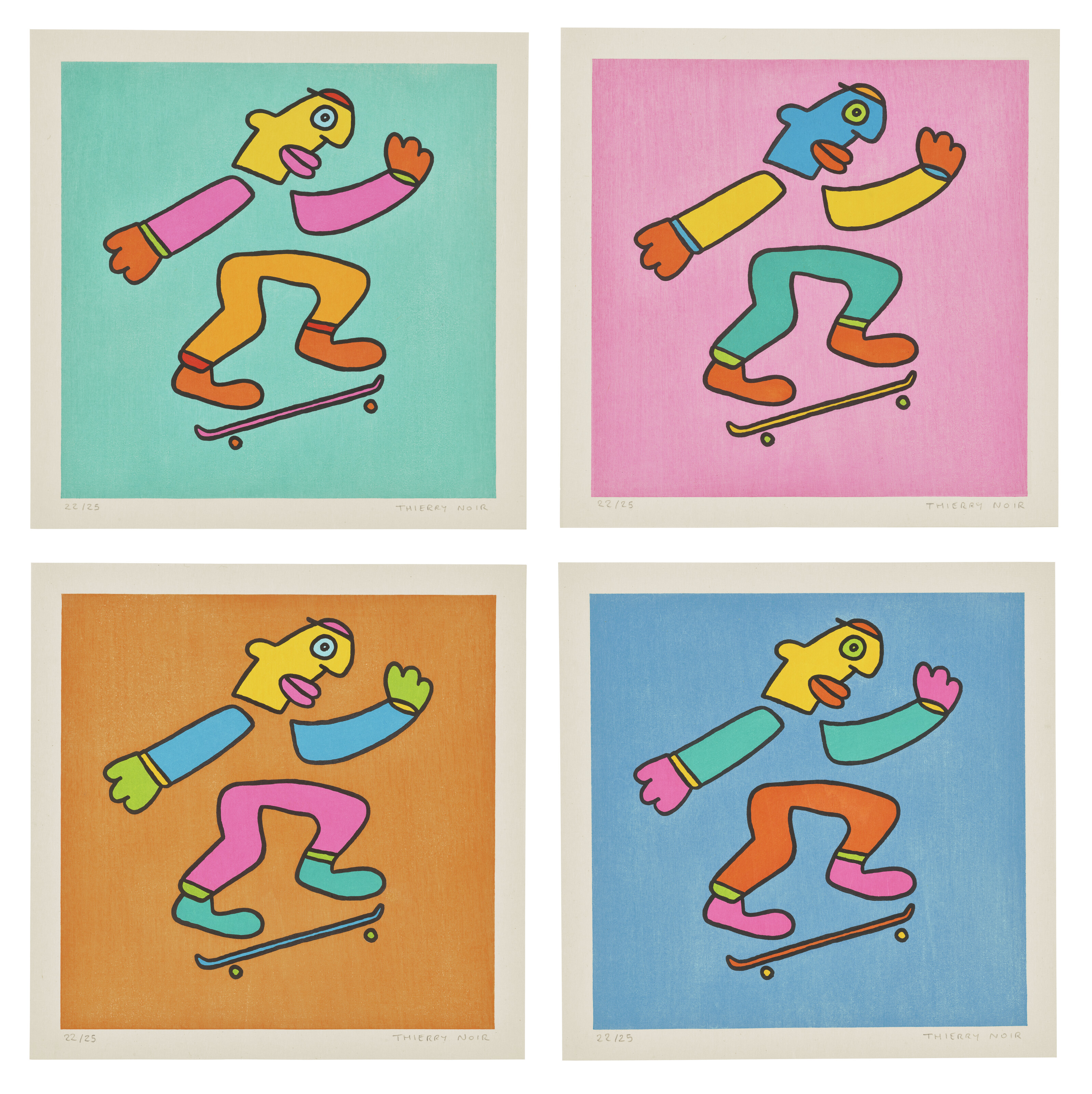Thierry Noir — Скейтбординг (бирюзовый, розовый, оранжевый и синий)
