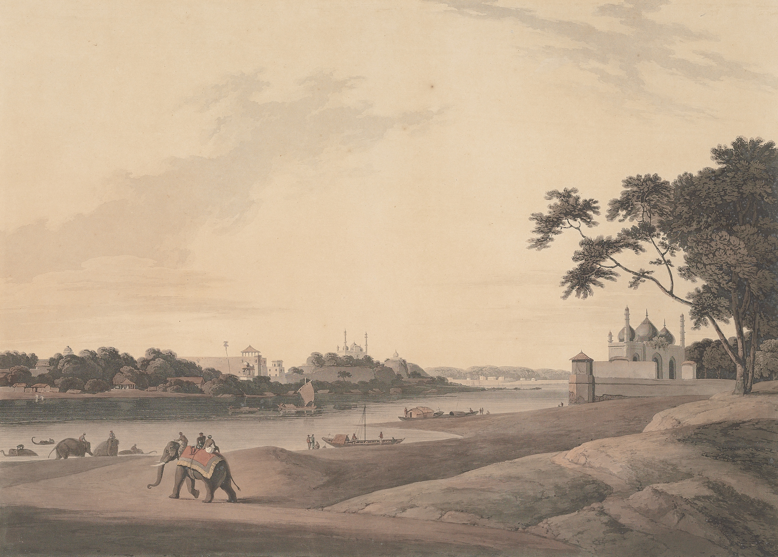 Thomas Daniell — Индуистские храмы в Биндрабунде на реке Джамна. Март 1795 г.; Семья Чали расположилась в форте Аллахабад на реке Джамна. Июль 1795 г.; Индуистские храмы в Агури, на реке Соан, Бахар. Сентябрь 1796 г.; Каменные скульптуры в Мавалипураме, на побережье Короманделя. 15 октября 1799 г.; Вход в раскопанный индуистский храм в Мавалипураме. 15 октября 1799 г.; Джагдео и Варрангур, горные крепости в Баррамале. 1 июня 1802 г.; Усур, в Майсуре. 1 августа 1802 г.; Вид на Гайах, индусский город, в Бахаре. 1 октября 1802 г.; Снимок сделан с противоположного берега реки Гумти. 1 октября 1802 г.; Вид с руин форта Курра на реке Ганг. 1 апреля 1803 г.; Шевагурри. 1 января 1804 г.; Близ Атура, в округе Диндигул. 1 апреля 1804 г.; Близ Банделла на реке Хугли. 1 января 1804 г.; и Сиккра-овраг на Ганге. 1 января 1804 г. ( Эбби Трэвел, 420, nos 3, 7, 20, 52, 53, 87, 90, 91, 93, 97, 130, 132, 134, 135), изображение 2