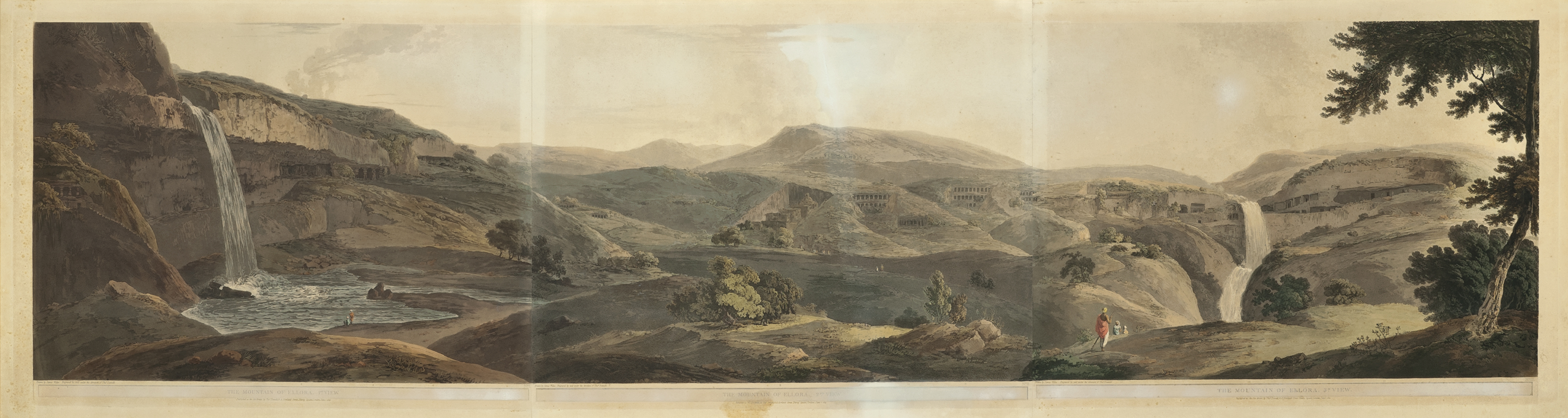 Thomas Daniell — Гора Эллора, 1-й, 2-й и 3-й виды; и верхняя часть Кайласа I и II (Abbey Travel, 420, pls 102, 103, 104, 114, 115), изображение 2