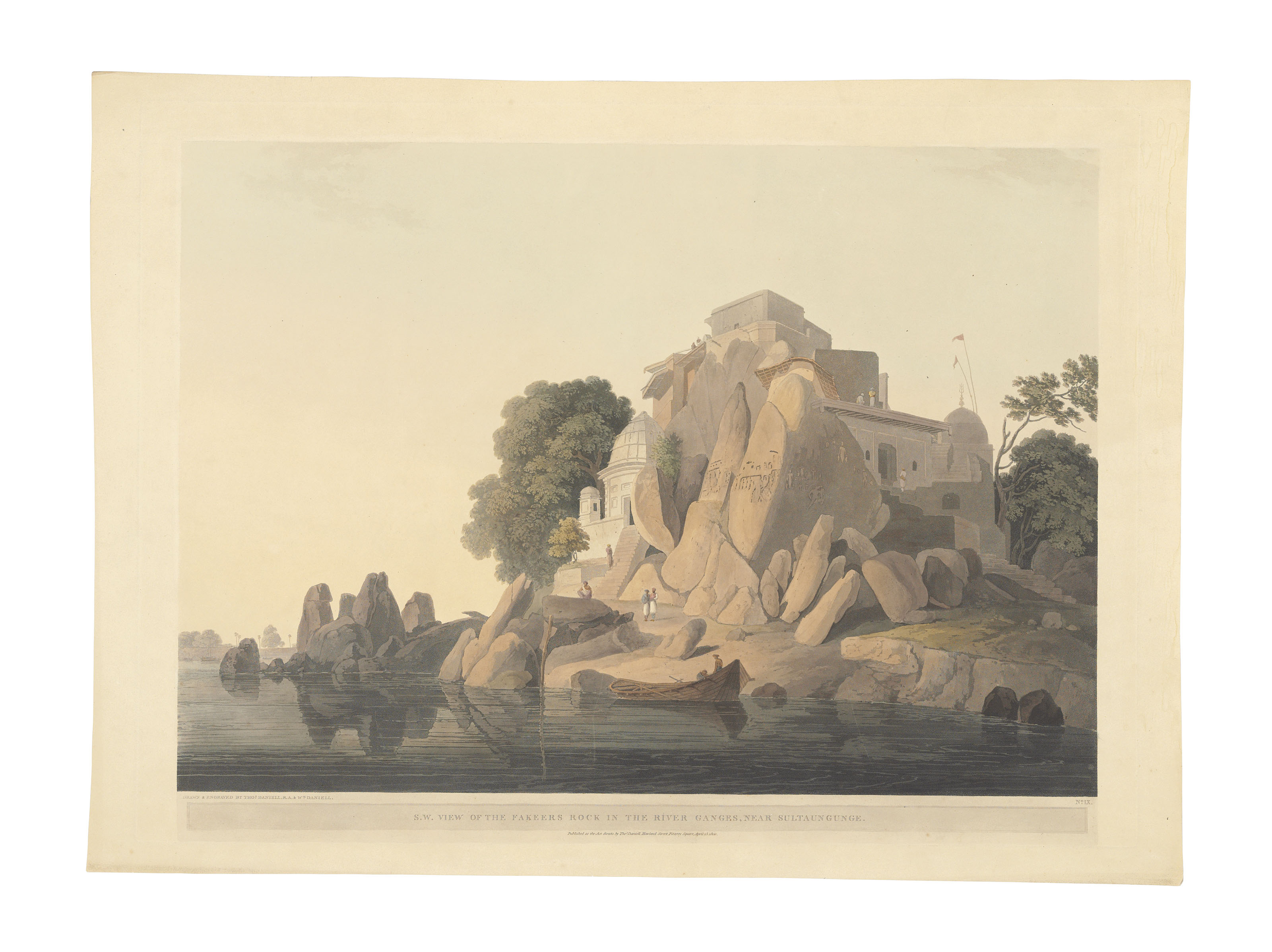 Thomas Daniell — Дом писателей в Калькутте; Раскопанный храм на острове Салсетт; Вид на юго-западную скалу Факирс на реке Ганг, недалеко от Султаунгунге; Джаганнатха Сабха; Вид на Индра Сабха, обращенный вовне; и северо-восточный вид на Кайласу (Abbey Travel, 420, № 30, 54, 60, 105, 108, 115), изображение 2