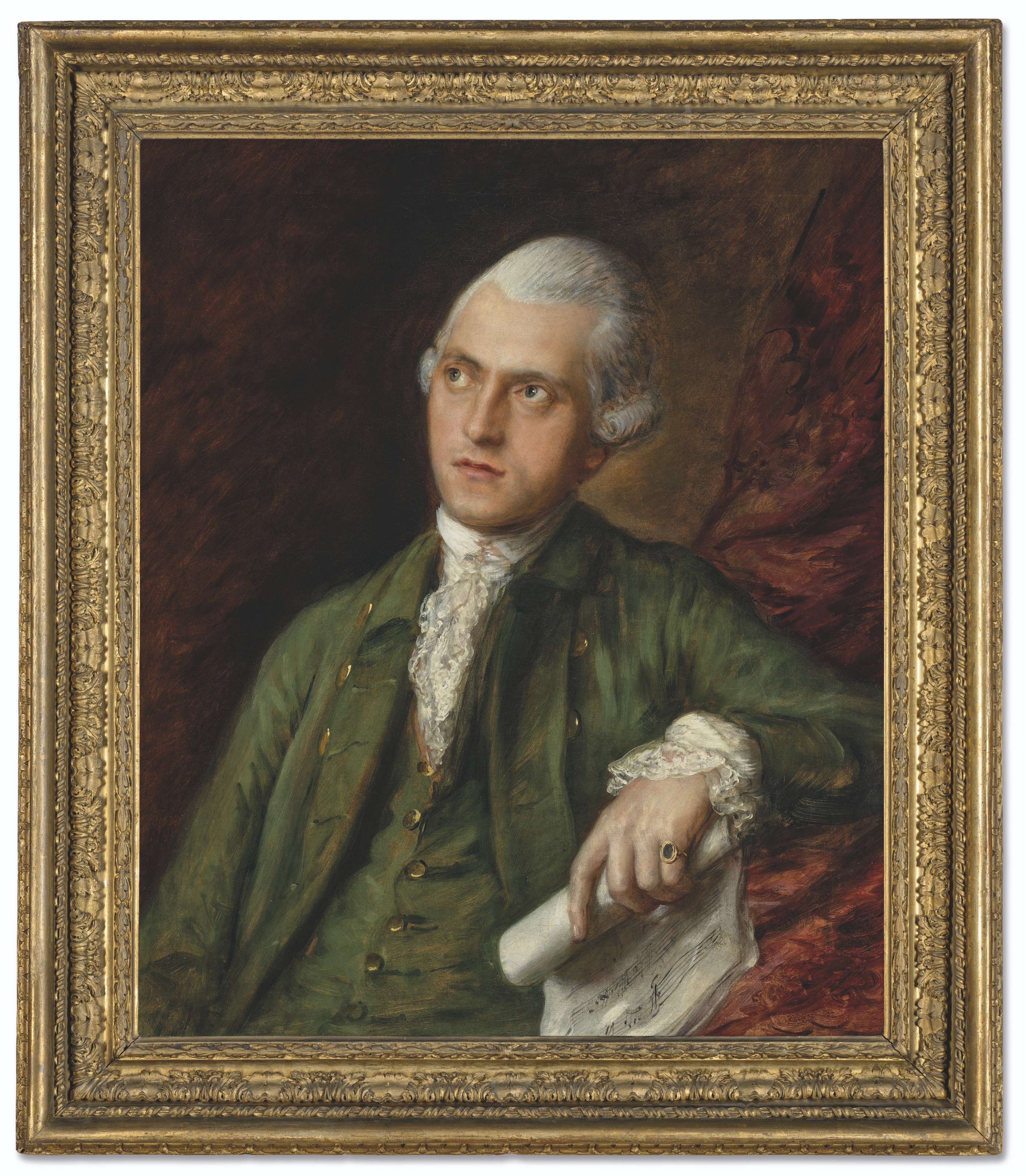 Thomas Gainsborough — Портрет музыканта, вероятно, Антонина Каммеля (1730-1785), в полный рост, в зеленом пиджаке, с партитурой в руках., изображение 2