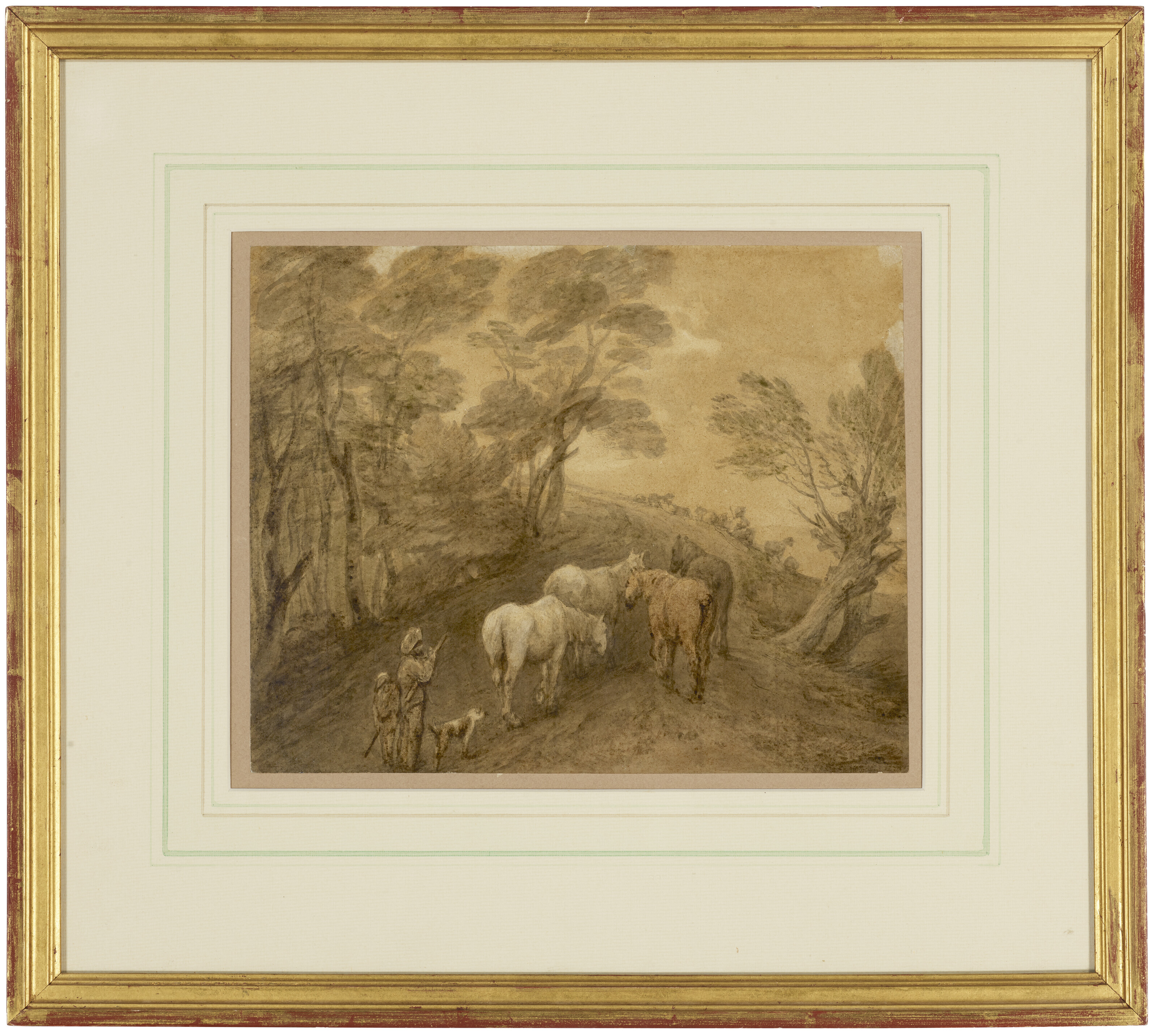 Thomas Gainsborough — Лесистый пейзаж с погонщиками и лошадьми, изображение 2
