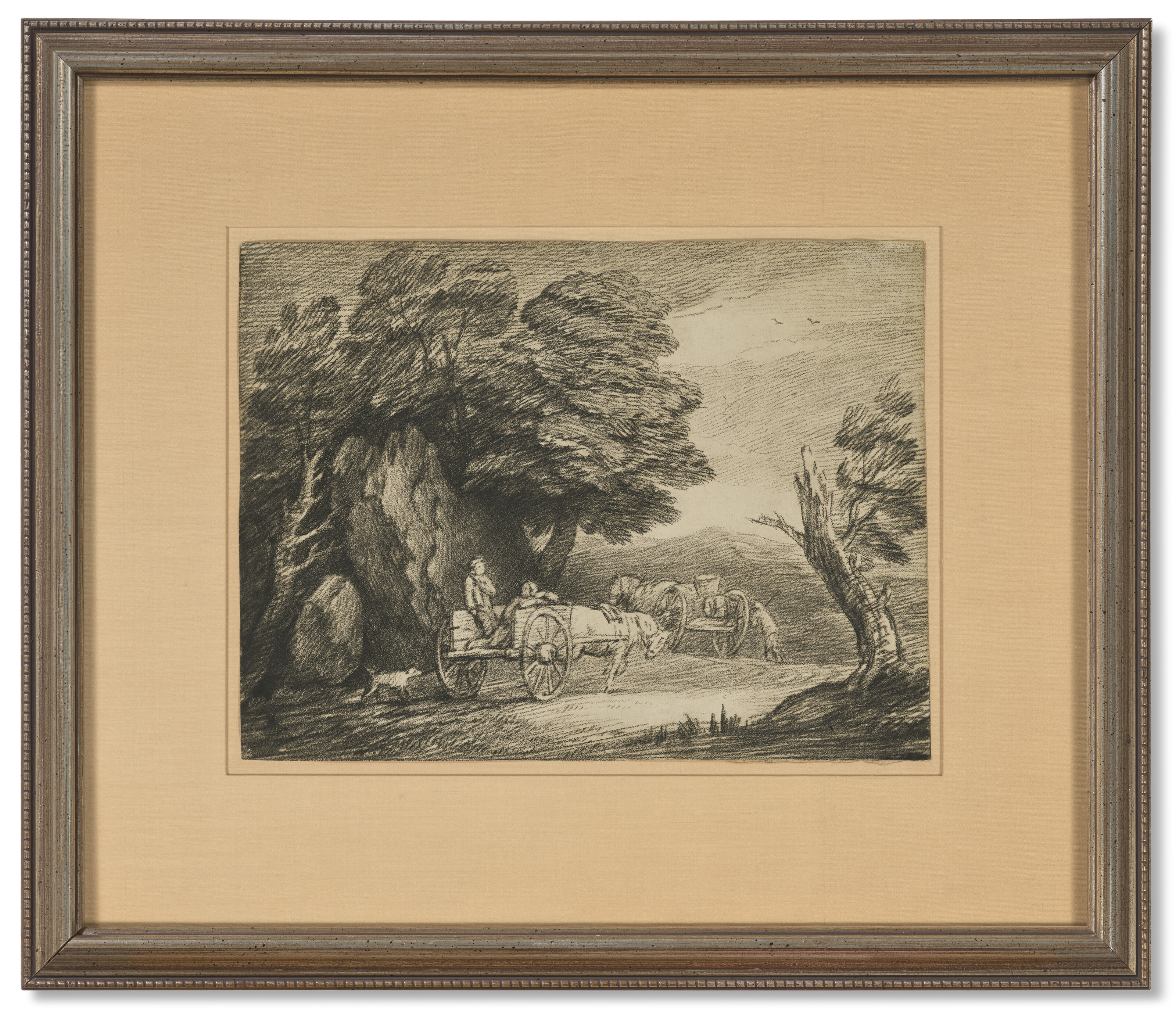 Thomas Gainsborough — Лесистый пейзаж с двумя деревенскими повозками и фигурами, изображение 2