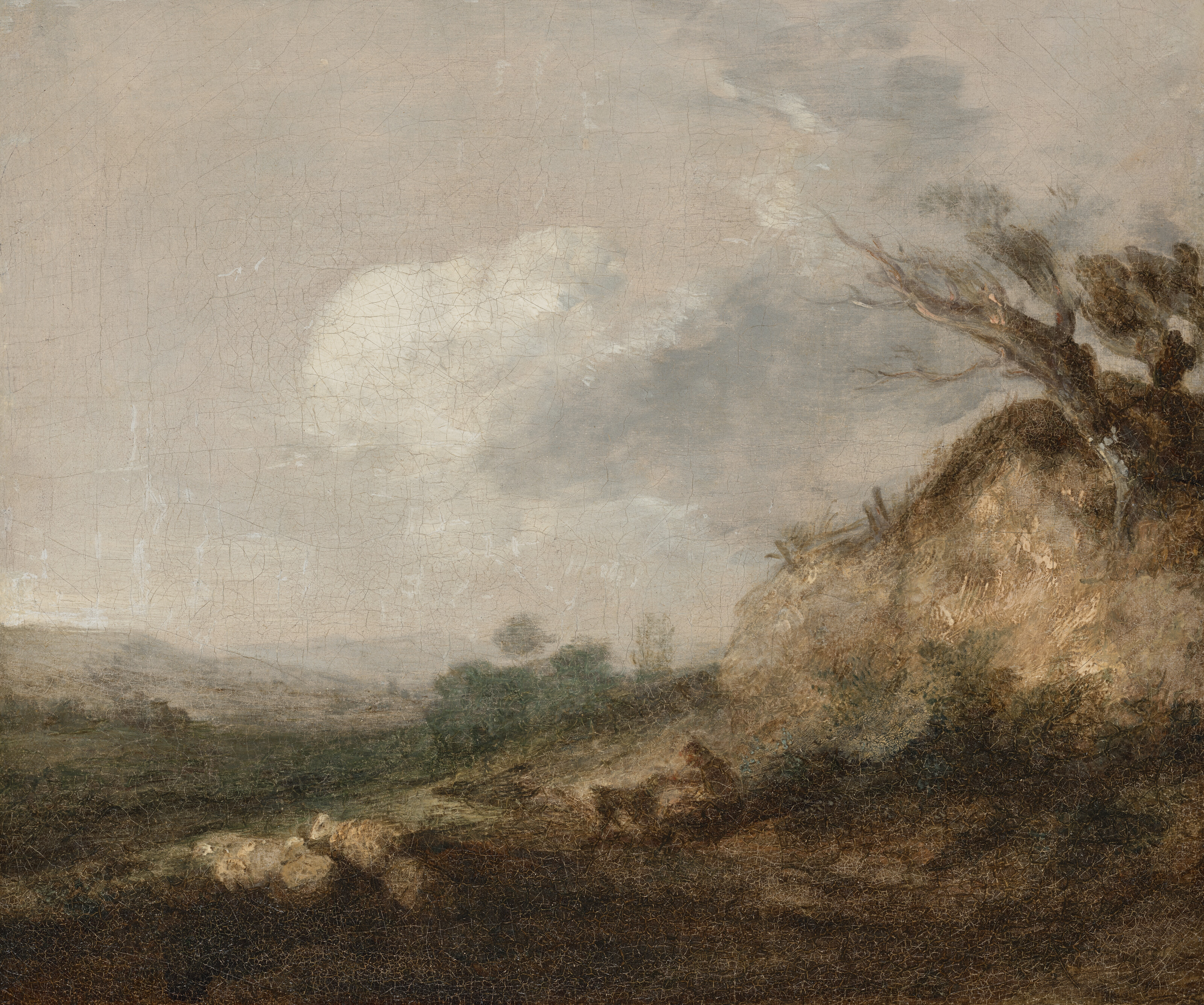 Thomas Gainsborough — Пастух и его собака на фоне пейзажа, его стадо отдыхает у дюны на переднем плане, изображение 2