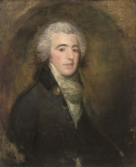 Thomas Gainsborough — Портрет джентльмена в полный рост, в черном сюртуке, в притворном овале