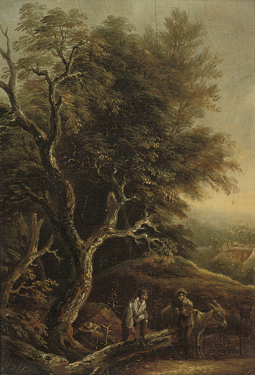 Thomas Gainsborough — Лесистый речной пейзаж с фигурами на дорожке