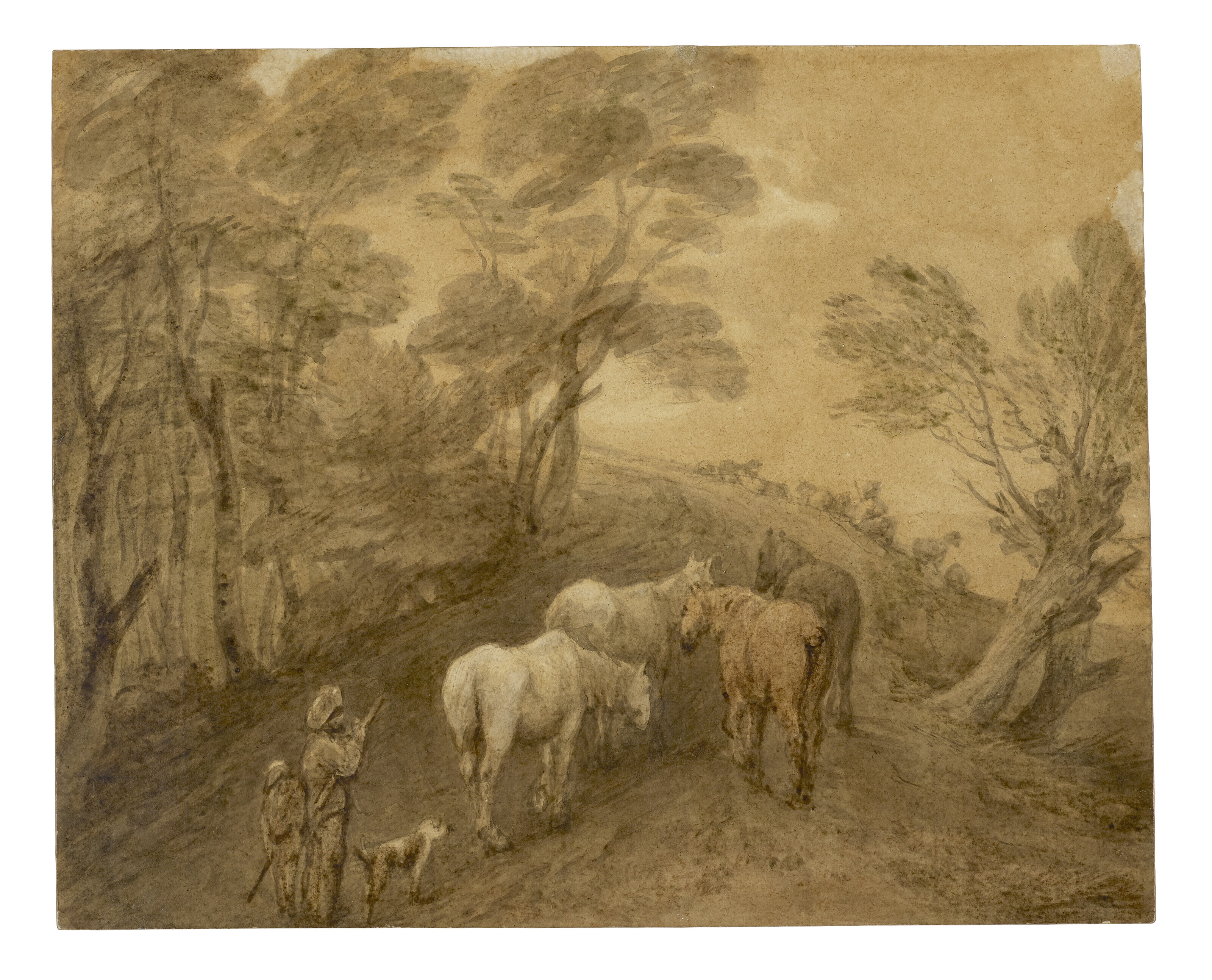 Thomas Gainsborough — Лесистый пейзаж с погонщиками и лошадьми