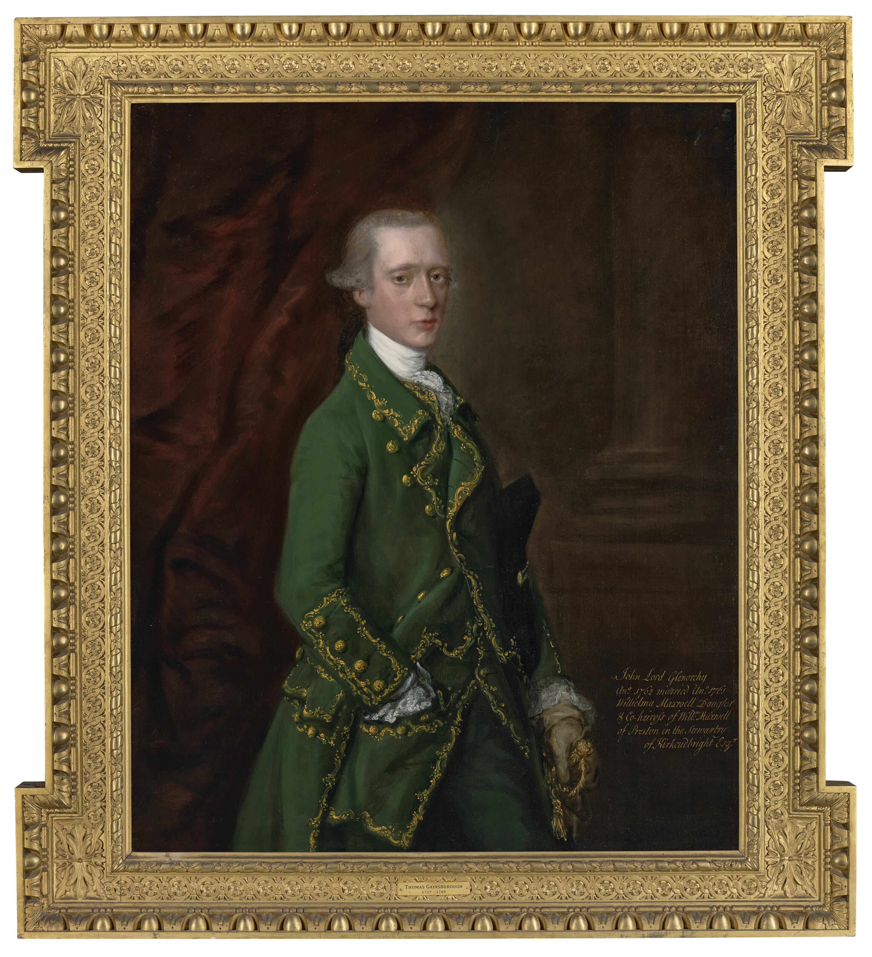 Thomas Gainsborough — Портрет Джона Кэмпбелла, виконта Гленорчи (1738-1771), в три четверти роста, в зеленом камзоле с золотой вышивкой