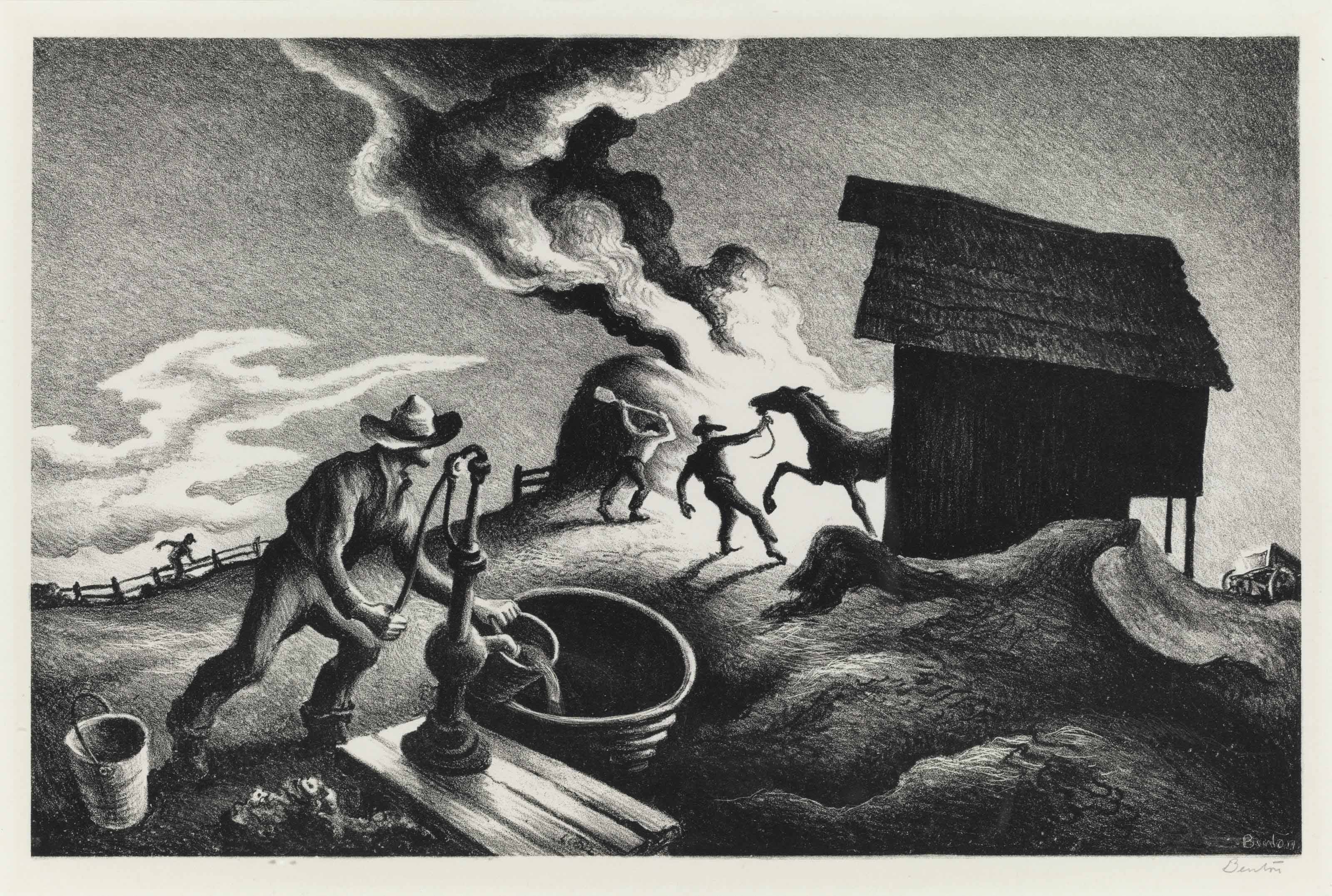 Thomas Hart Benton — Пожар на скотном дворе