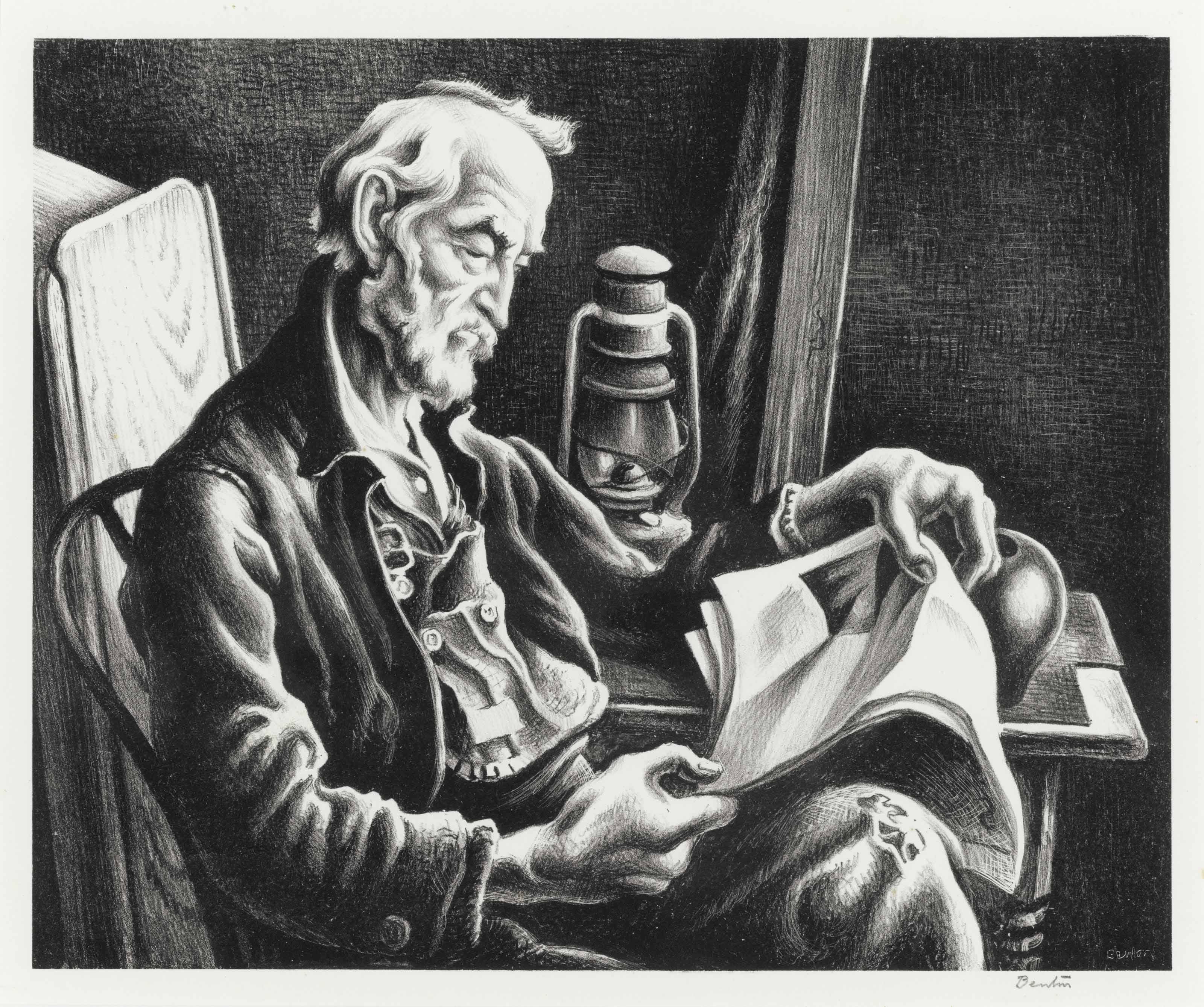 Thomas Hart Benton — Старик читает