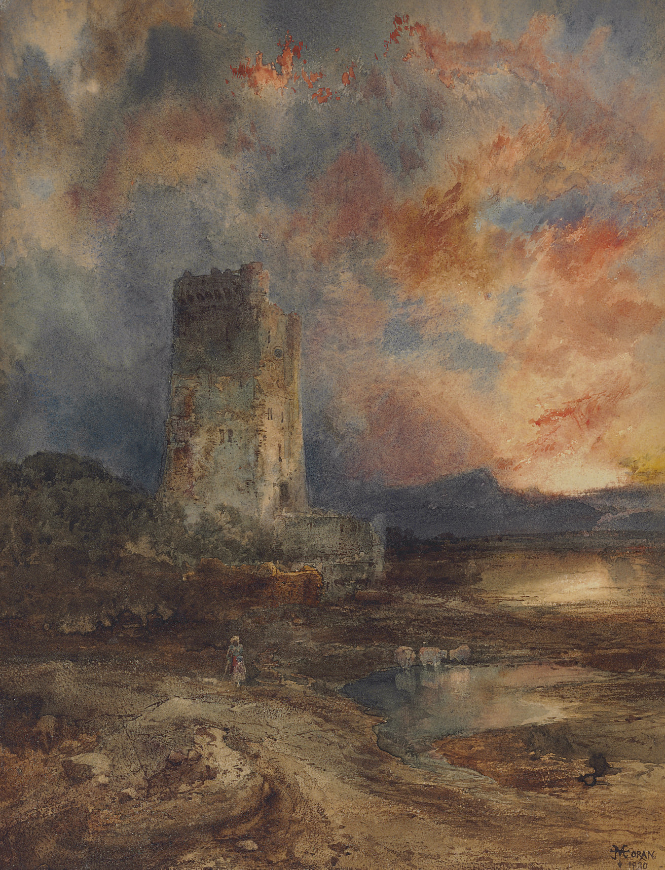 Thomas Moran — Закат на вересковой пустоши