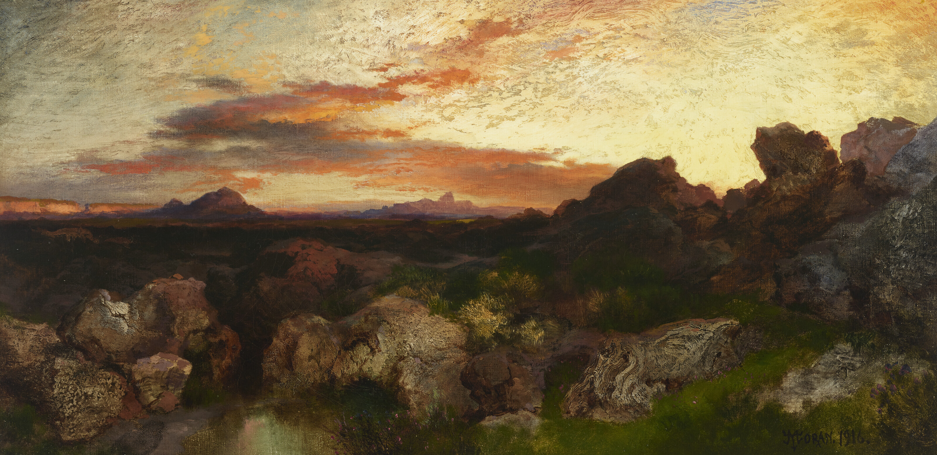 Thomas Moran — Сияющий вечер, Нью-Мексико