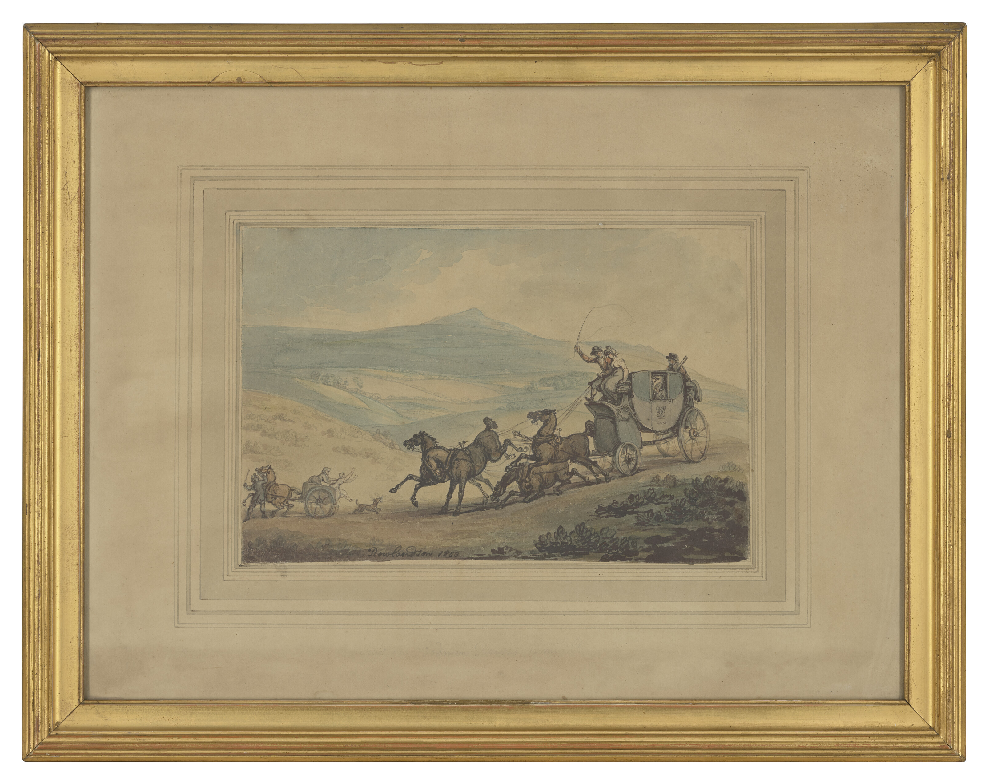 Thomas Rowlandson — На Бодмин-Даунс, Корнуолл; и вьючные лошади, переходящие брод, изображение 2