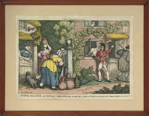 Thomas Rowlandson — "Смерть из-за любви", или "Капитан Беспечный", подстреленный пятнадцатилетней девочкой, неожиданно высунувшей голову из окна; "Спортивные состязания на сельской ярмарке" и "Портсмут Пойнт".