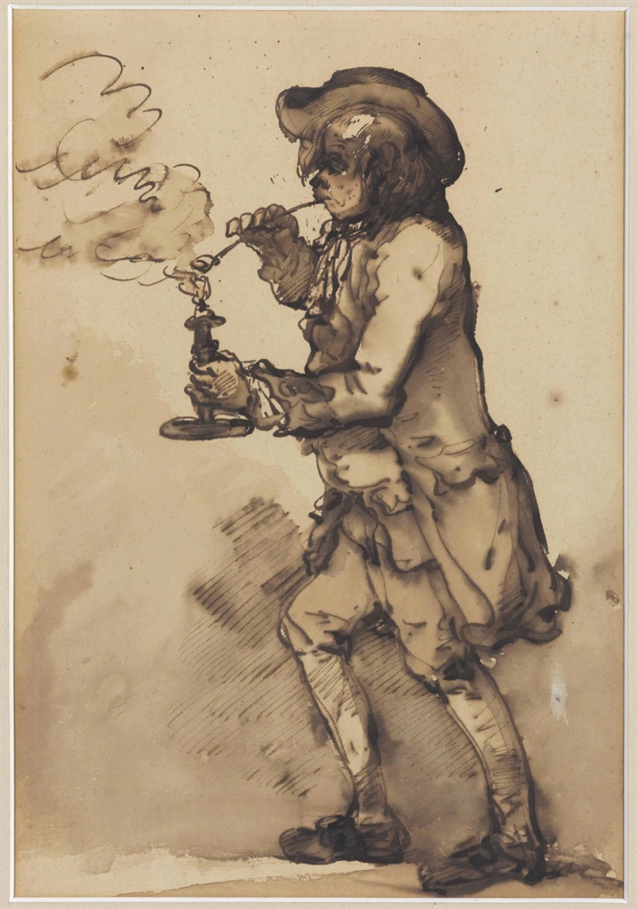Thomas Rowlandson — Джентльмен, раскуривающий трубку от свечи