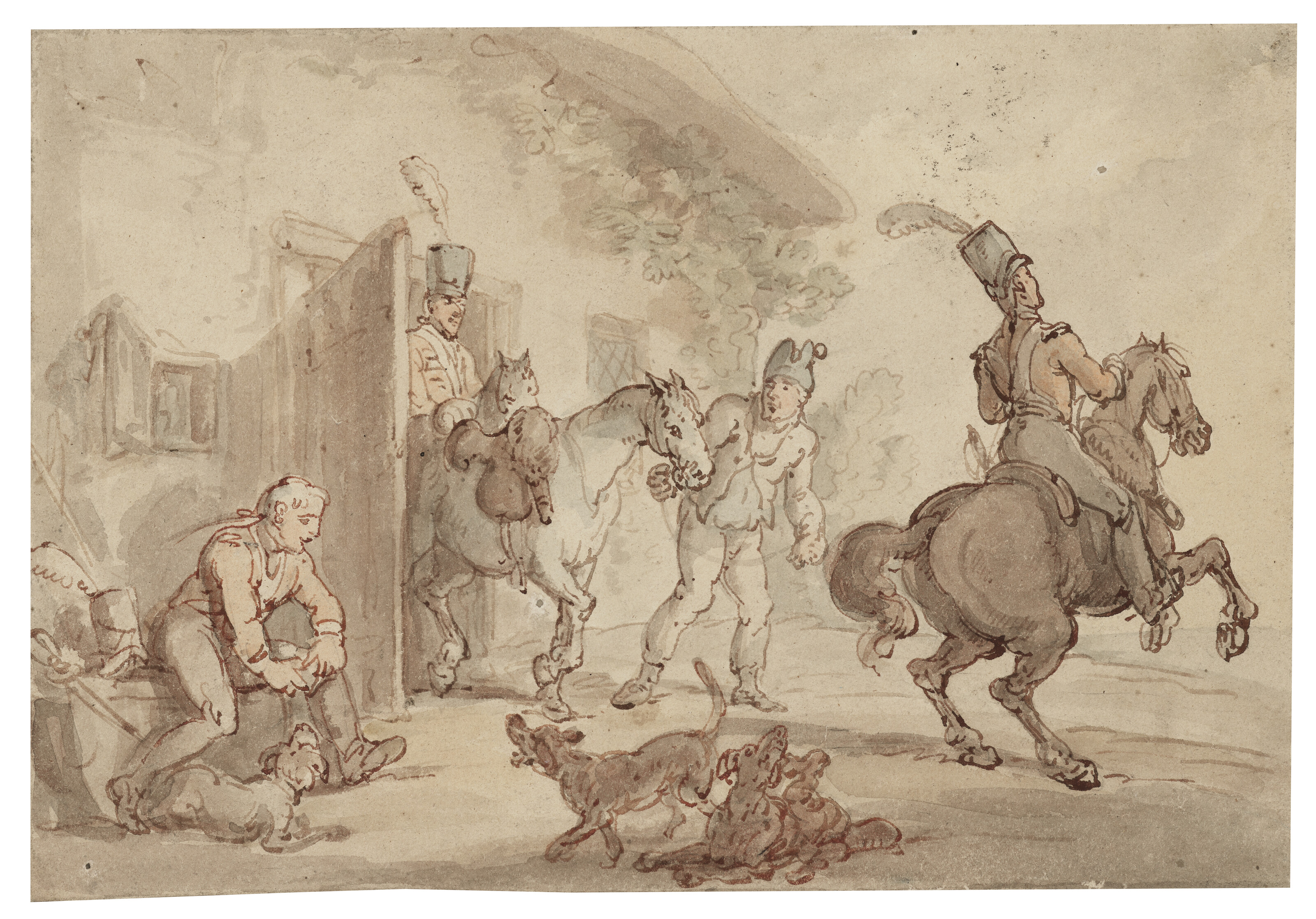 Thomas Rowlandson — Солдаты утром покидают свои казармы
