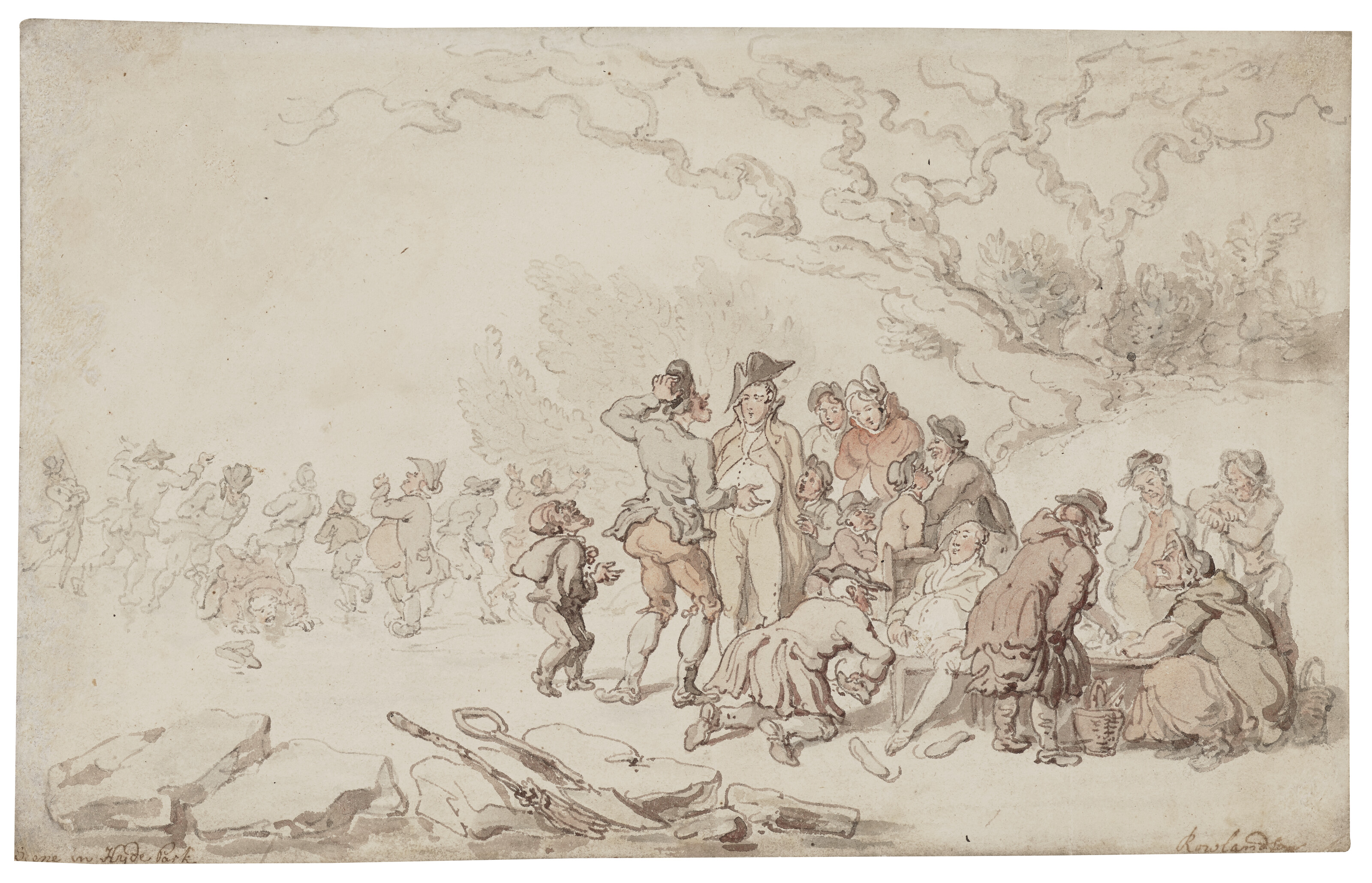 Thomas Rowlandson — Катание на коньках по Серпантину, Гайд-парк, Лондон